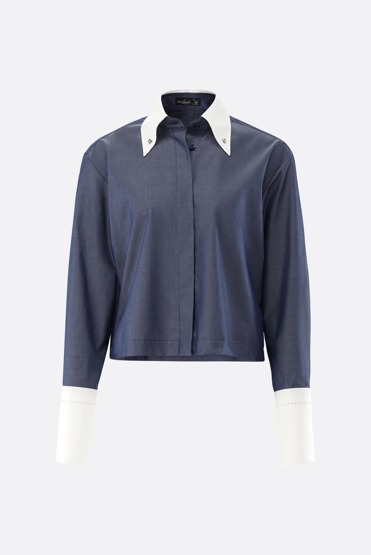 Hemdbluse | kurz geschnitten und gestreift-Hemden & Blusen-Van Laack-OUTLET-ARCHIVIST-ARCHIVE-SALE