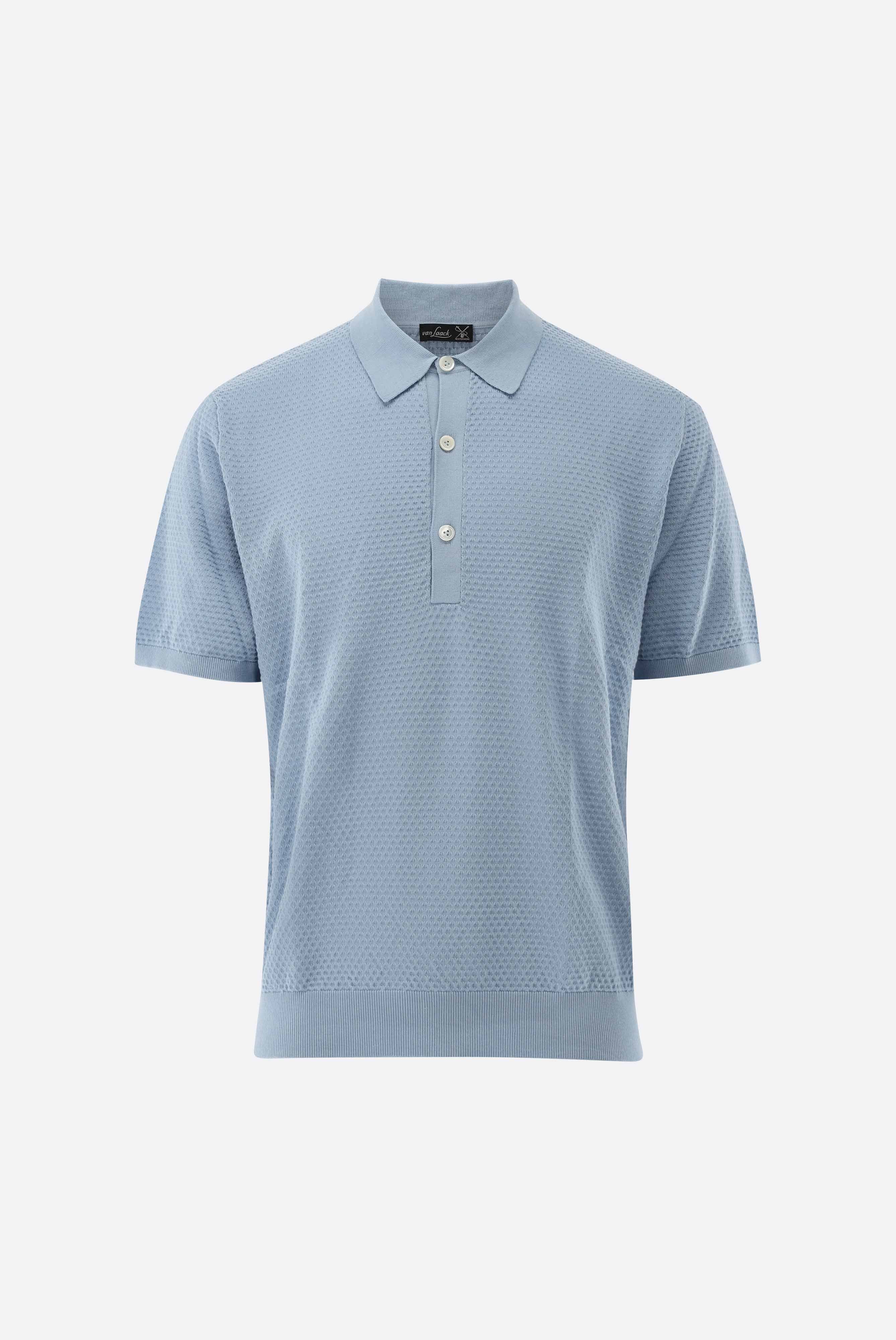 Strick Poloshirt | mit Struktur aus Air Cotton-Shirts-Van Laack-OUTLET-ARCHIVIST-ARCHIVE-SALE