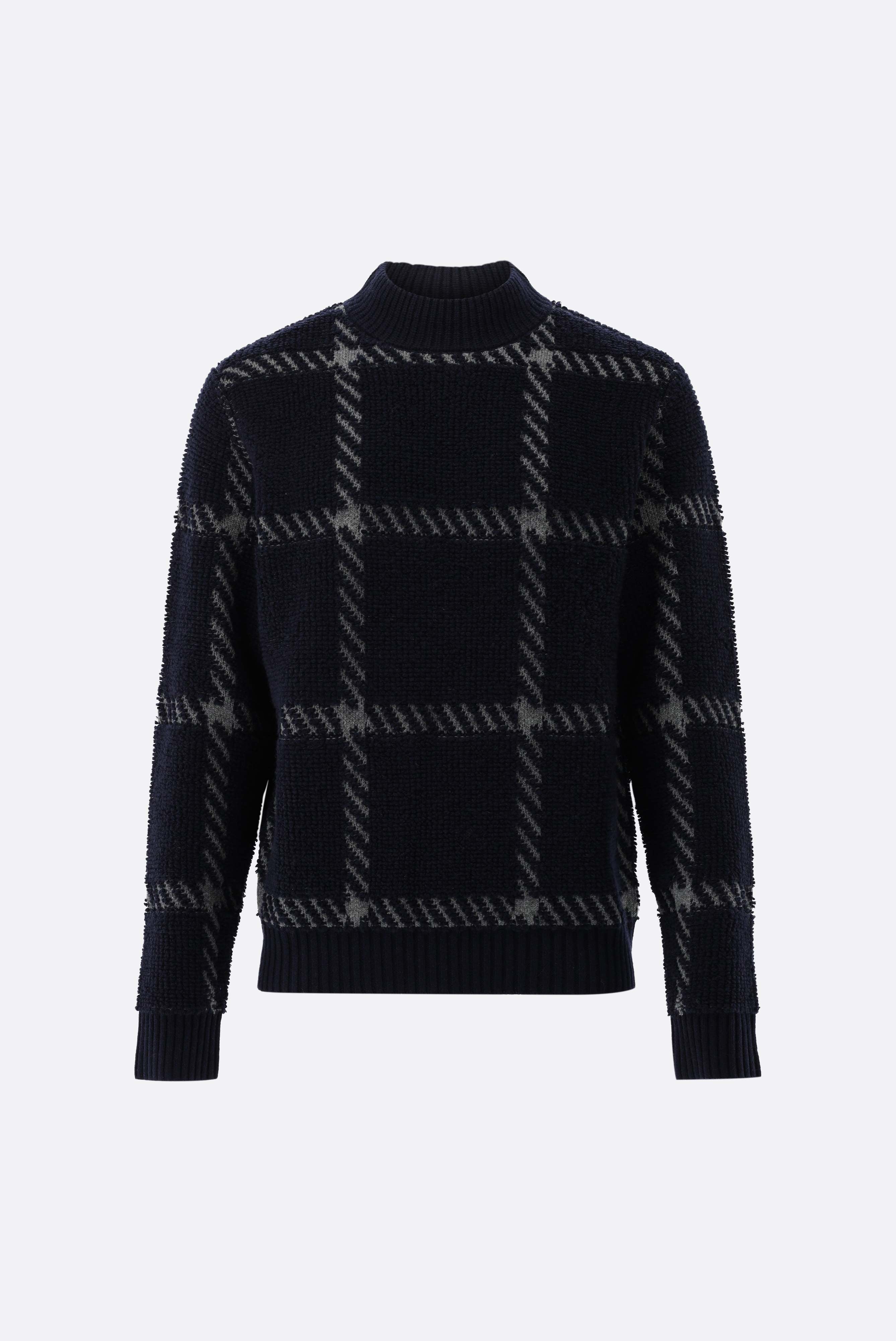 Stehkragenpullover | mit Jacquard-Karomuster-Strick & Pullover-Van Laack-OUTLET-ARCHIVIST-ARCHIVE-SALE