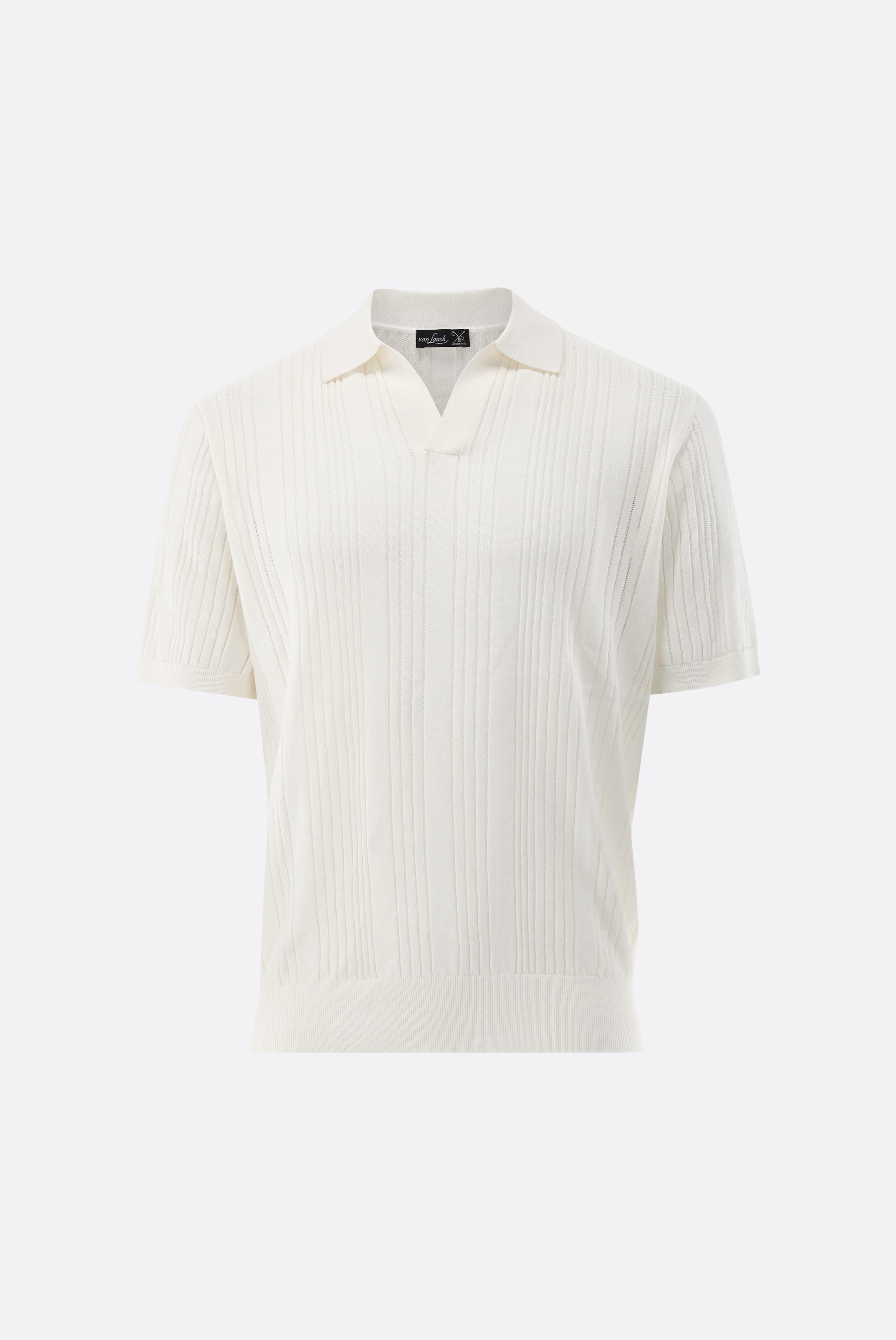 V-Neck Poloshirt | mit Streifen-Struktur aus Air Cotton