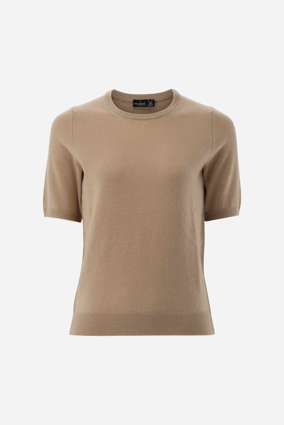 T-Shirt | gestrickt aus Kaschmir-UNDEFINIERT-Van Laack-OUTLET-Beige/Braun-S-ARCHIVIST-ARCHIVE-SALE