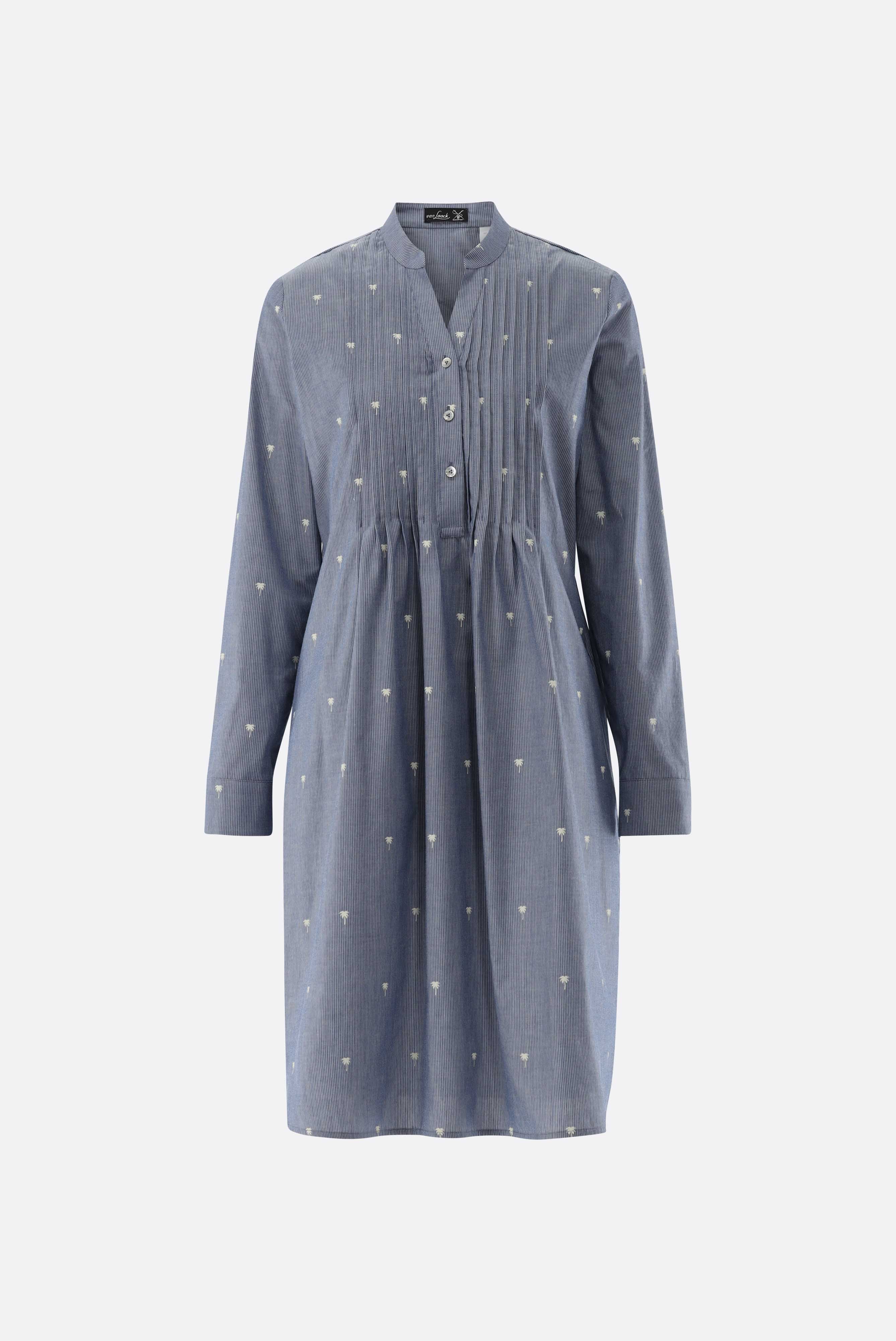 Knielanges Schlupfkleid | in Jeans Optik mit Palmen Druck-Kleider & Röcke-Van Laack-OUTLET-ARCHIVIST-ARCHIVE-SALE