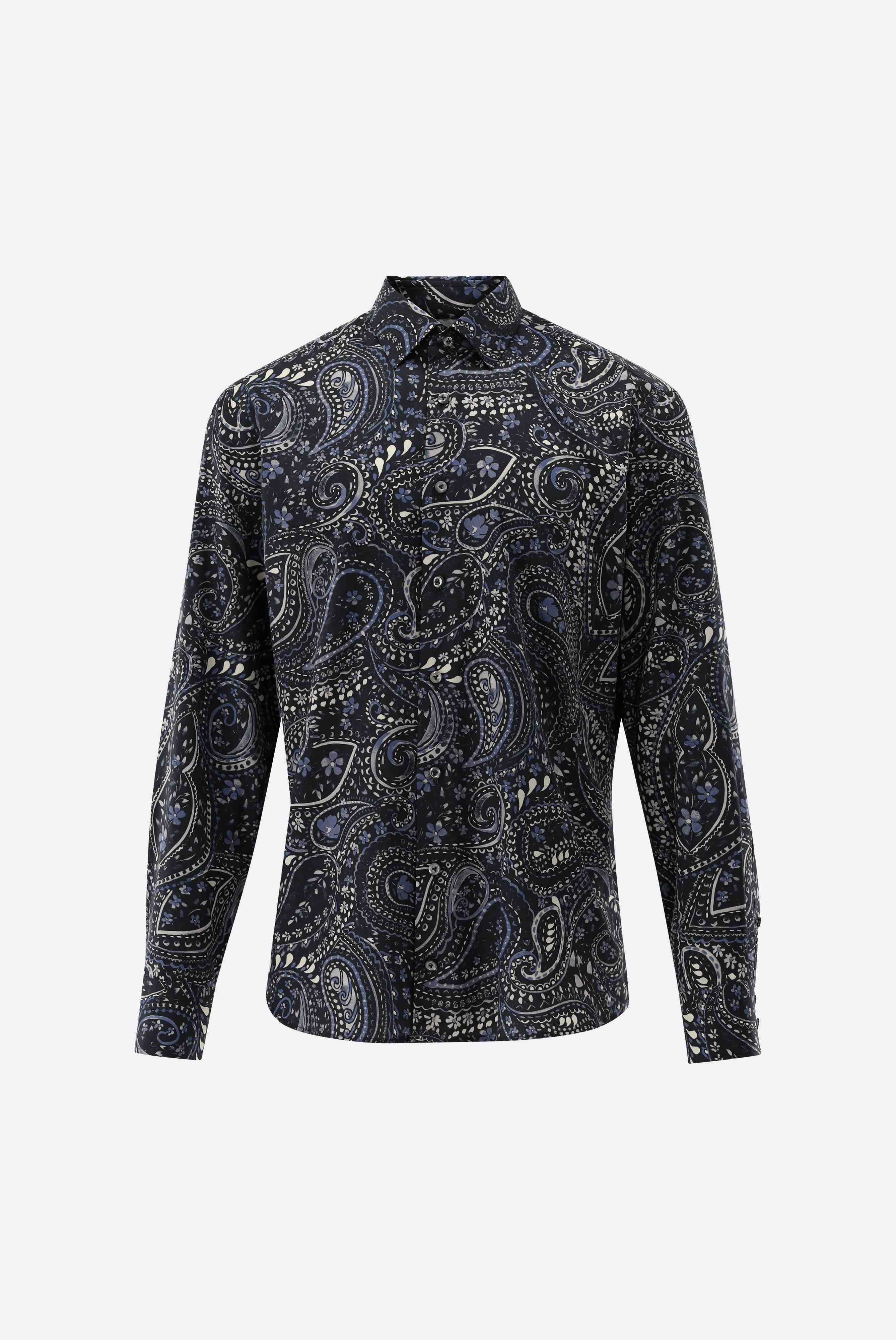 Popeline Hemd | mit Paisley Druck Tailor Fit