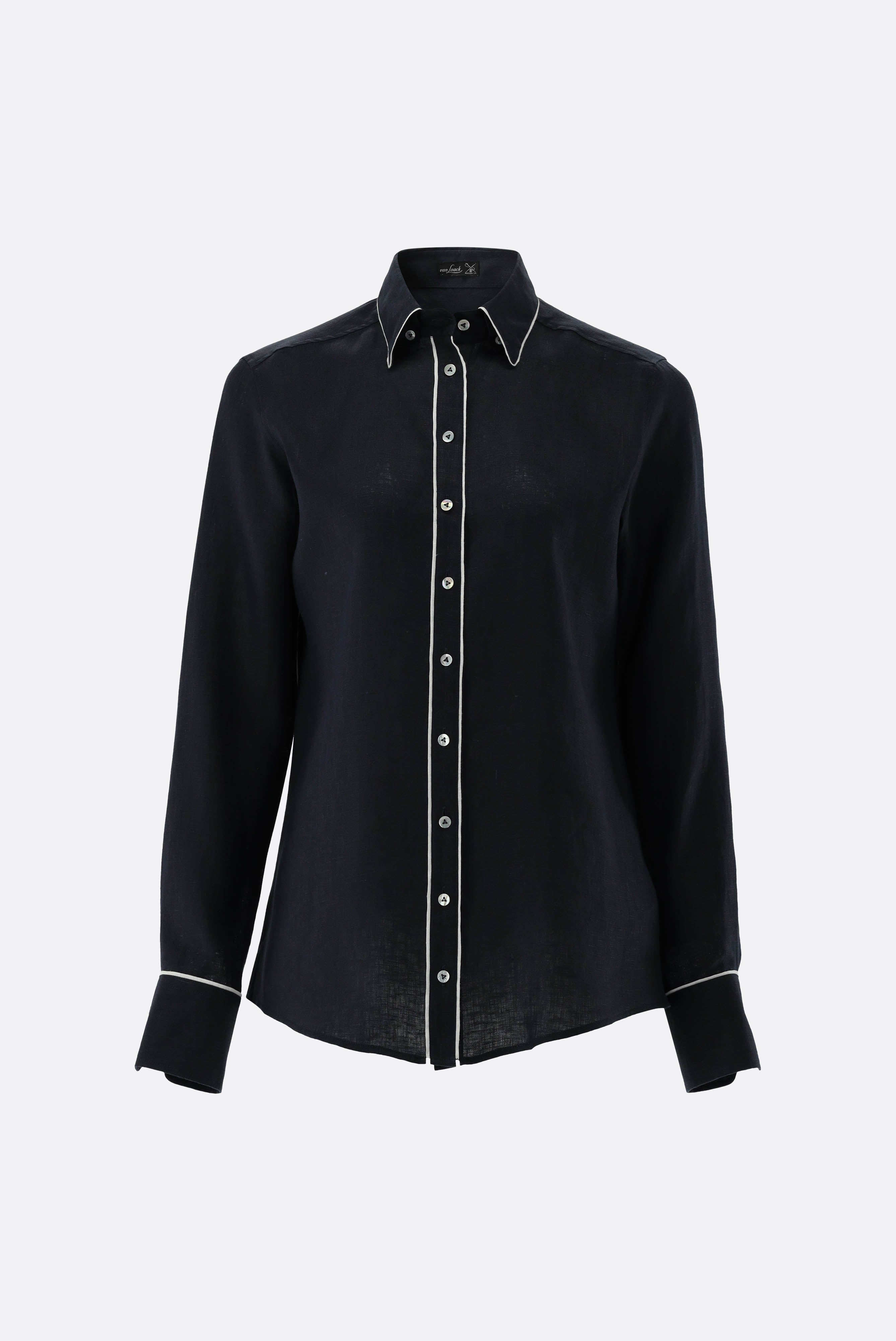 Van Laack-Hemdbluse | aus Leinen mit Kontrastpaspel-Hemden & Blusen-Black-Deal-Outlet-by-ARCHIVIST