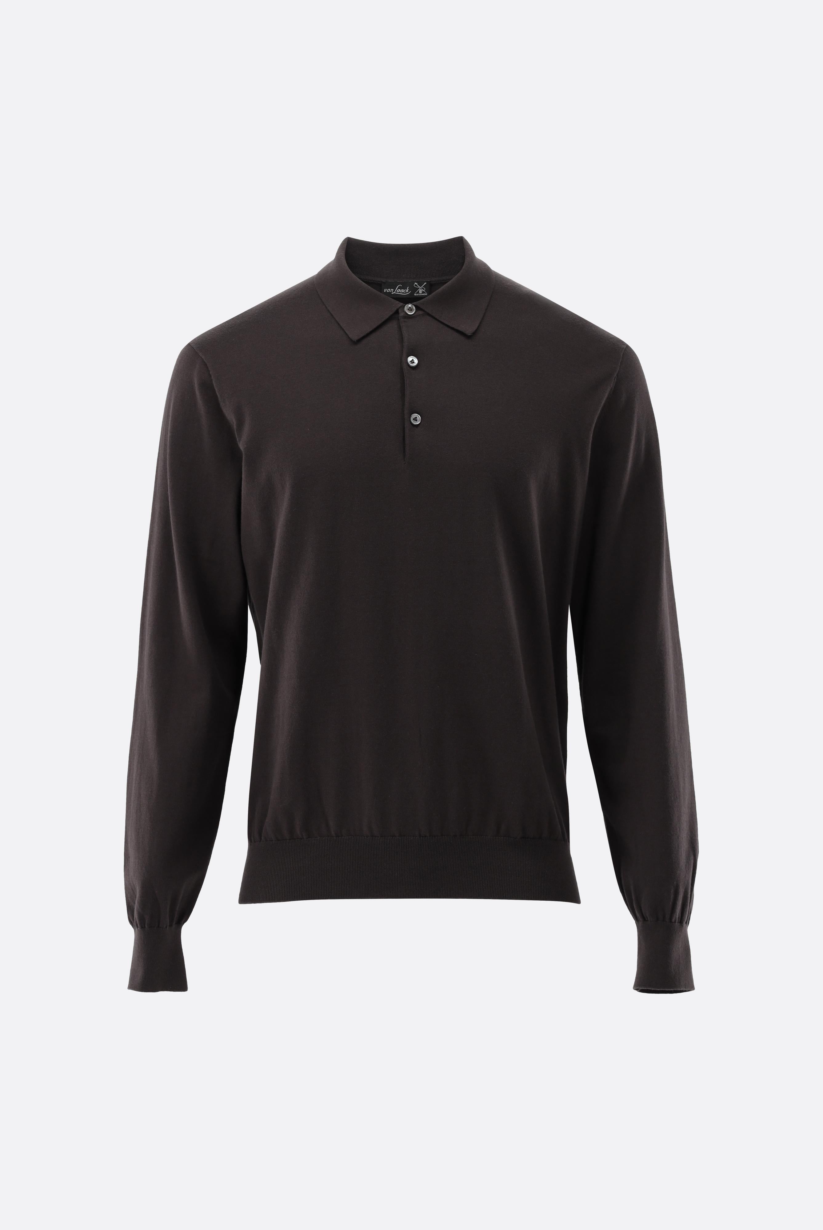 Langarm Strick-Poloshirt | mit Baumwolle und Seide