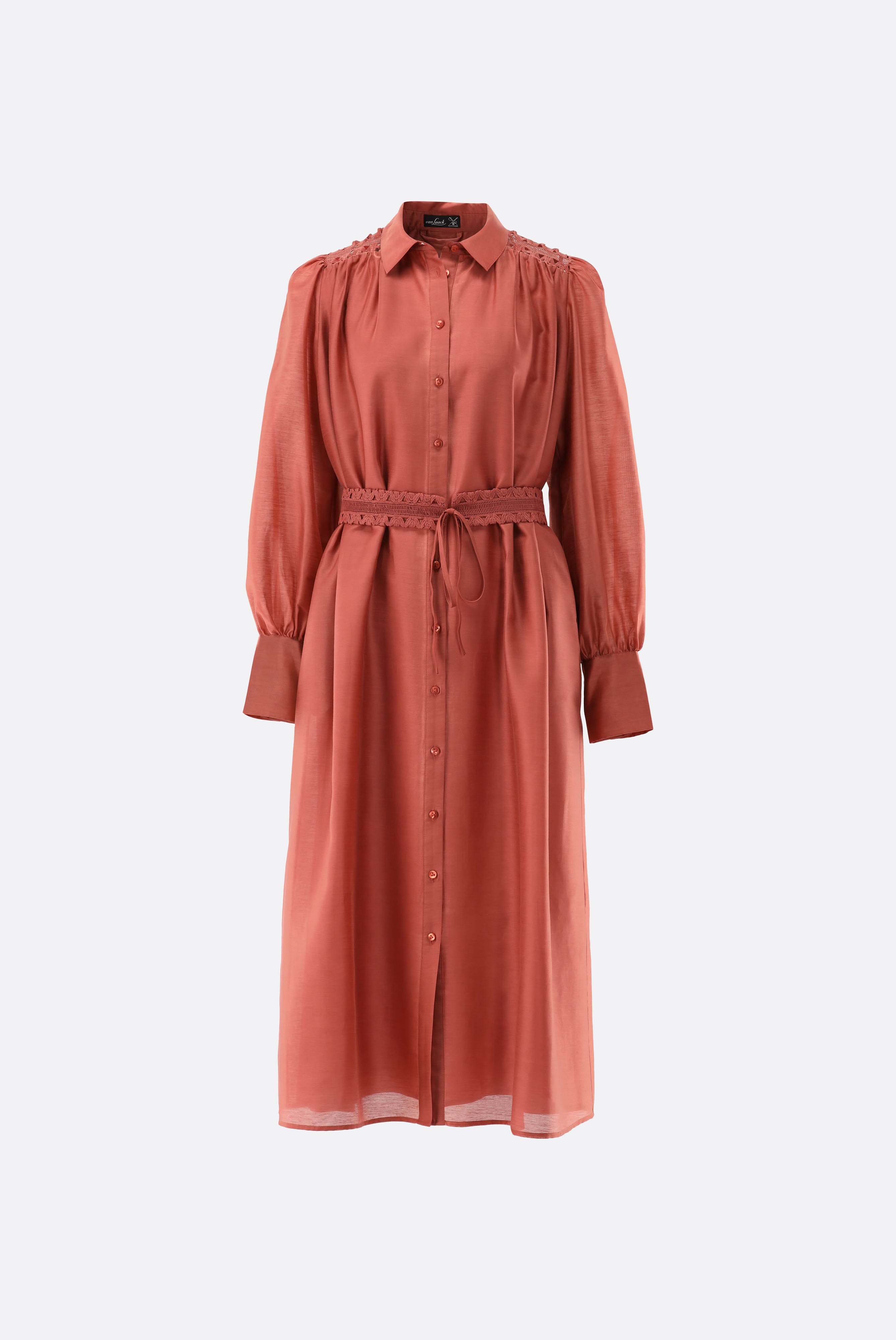 Midi-Hemdblusenkleid | mit Leinen und Tencel™