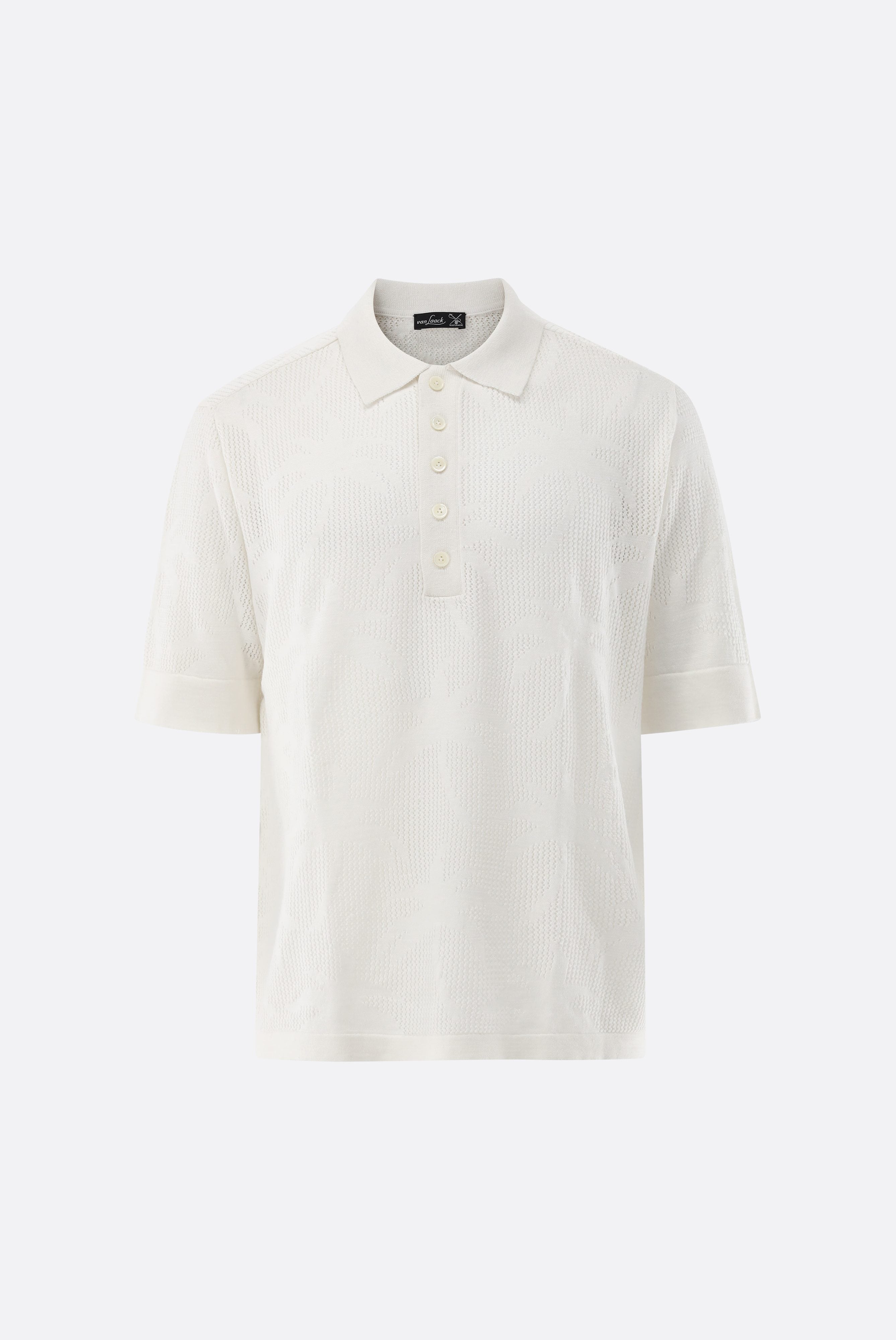 Poloshirt | aus Ajoure Strick mit Palmen Design-Shirts-Van Laack-OUTLET-ARCHIVIST-ARCHIVE-SALE