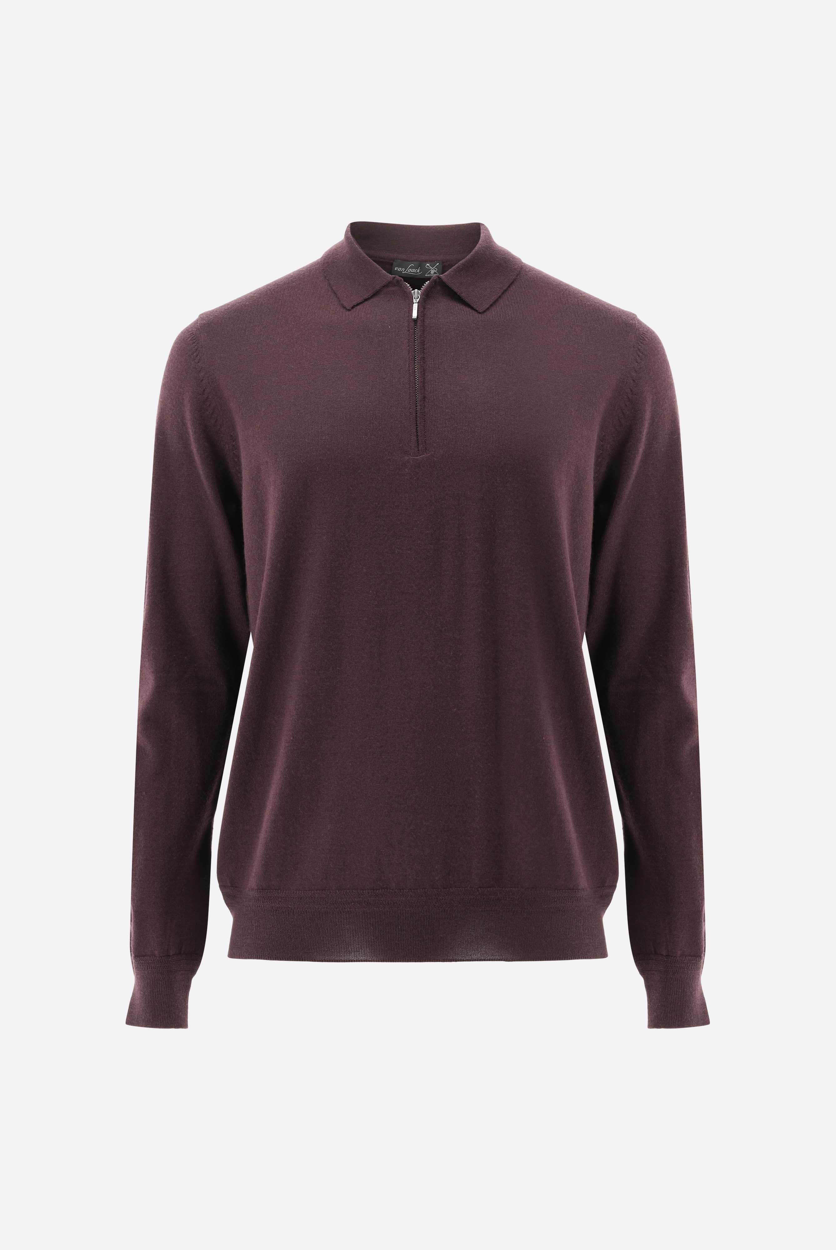 Poloshirt | Langarm mit Reißverschluss aus merzerisierter Wolle-Strick & Pullover-Van Laack-OUTLET-ARCHIVIST-ARCHIVE-SALE