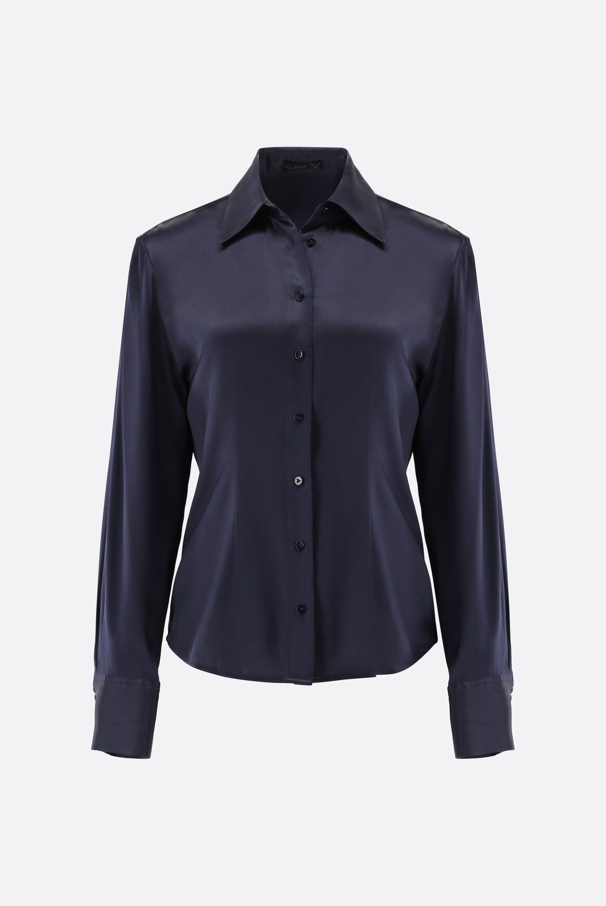 Hemdbluse | tailliert aus Seidensatin-Stretch