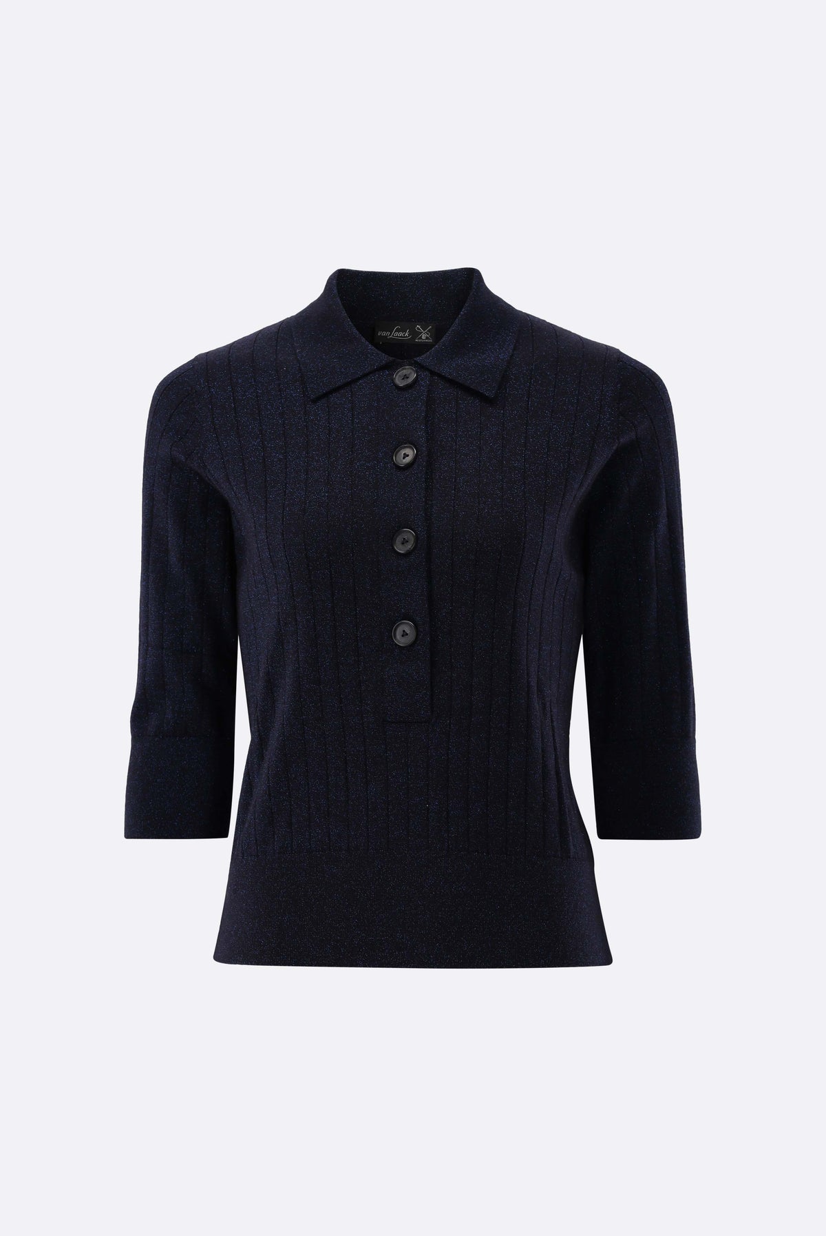 Poloshirt | gestrickt mit Merino und Lamé-UNDEFINIERT-Van Laack-OUTLET-ARCHIVIST-ARCHIVE-SALE