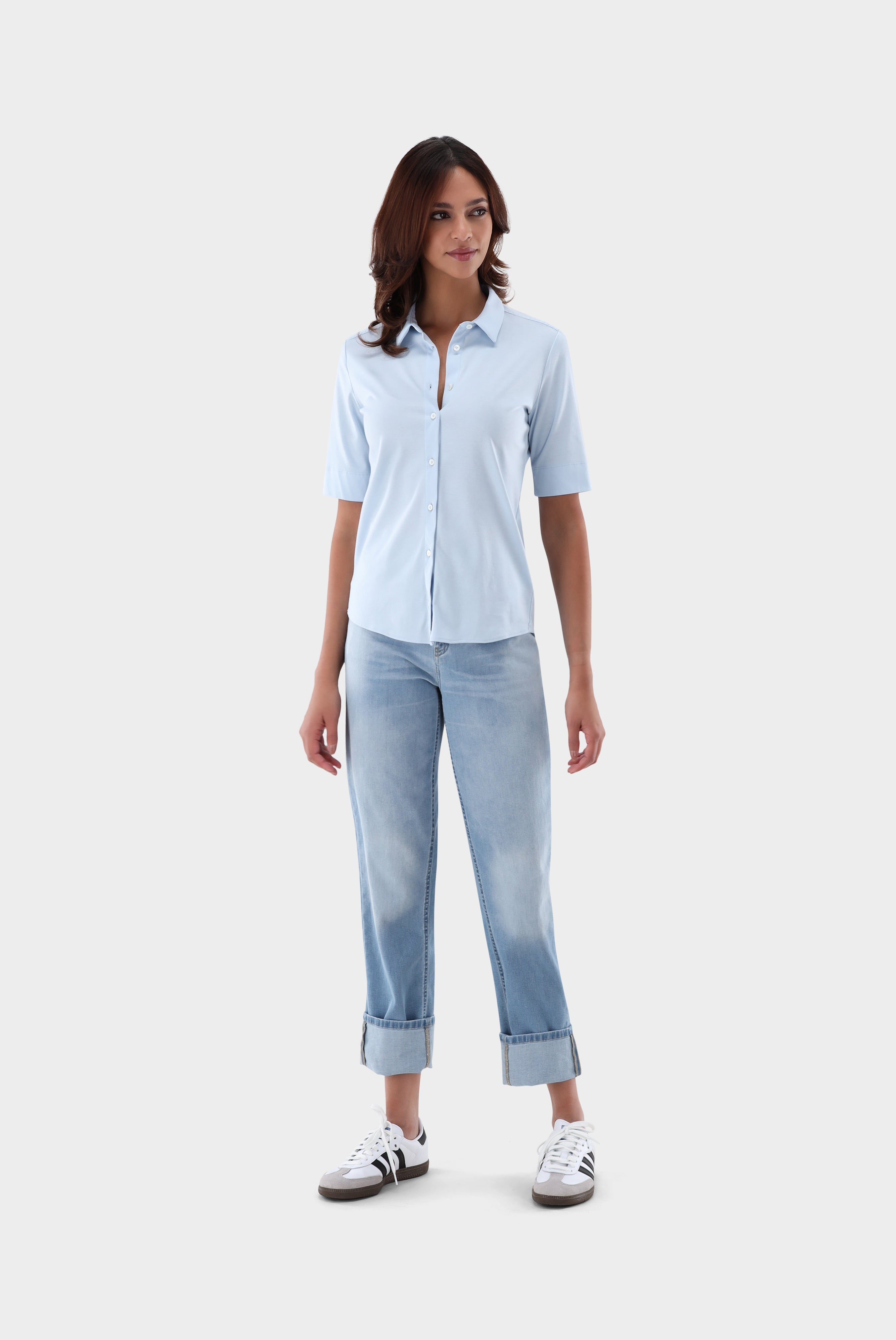 Van Laack-Hemdbluse | aus Schweizer Baumwollejersey mit Kurzarm-Hemden & Blusen-Black-Deal-Outlet-by-ARCHIVIST