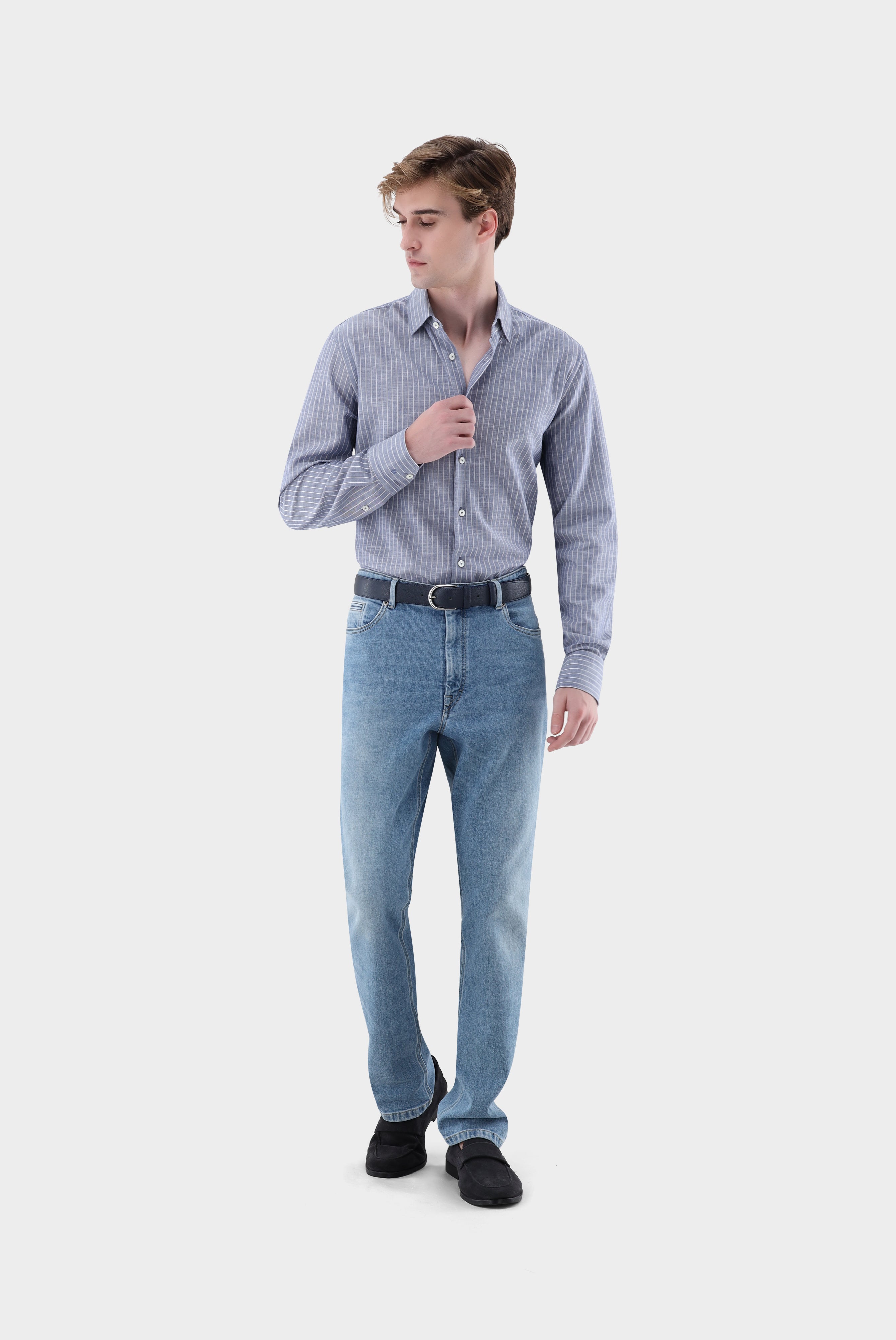 Gestreiftes Twill-Hemd | verwaschene Optik-Hemden & Blusen-Van Laack-OUTLET-ARCHIVIST-ARCHIVE-SALE