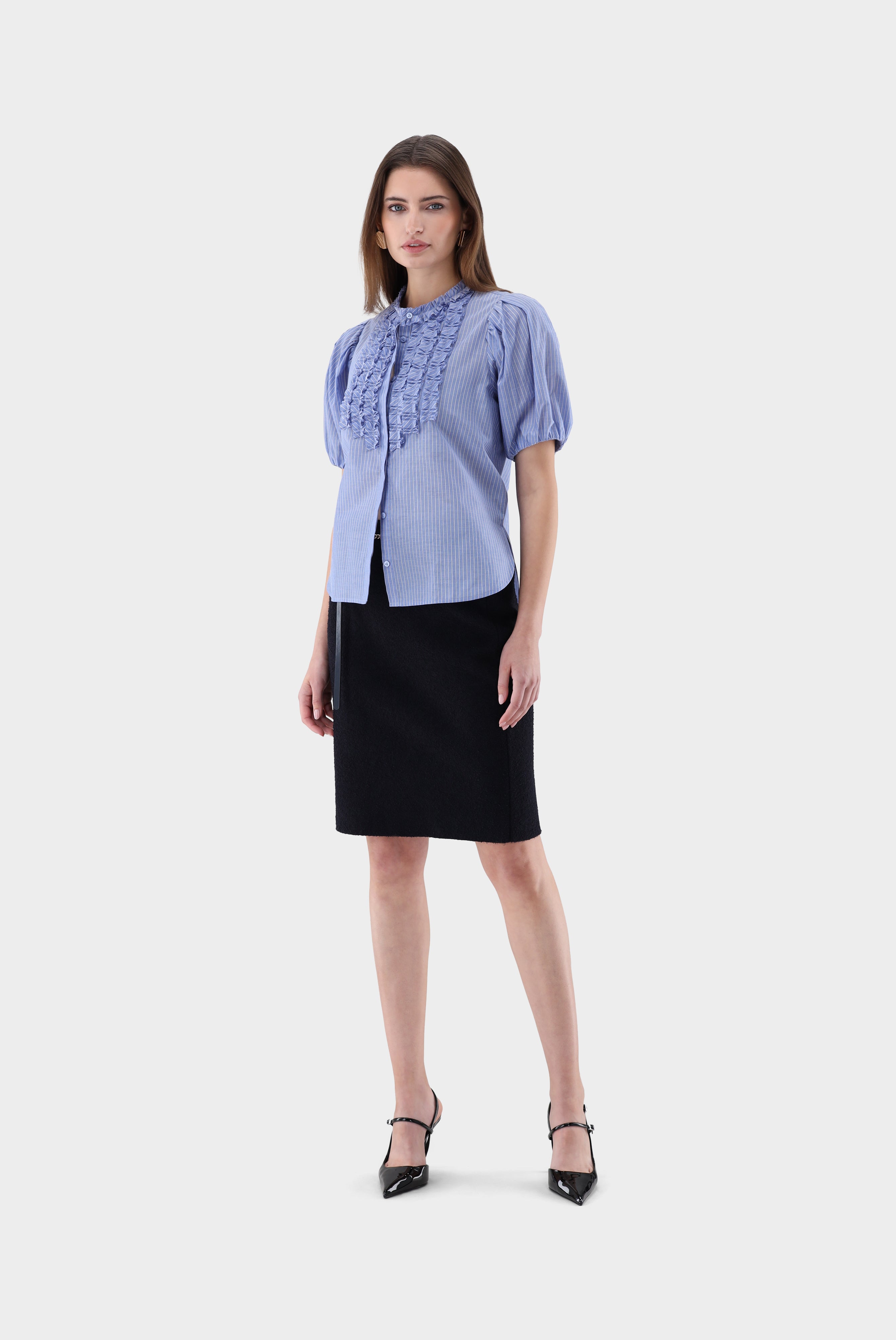 Kurzarm Bluse | mit Rüschen-Hemden & Blusen-Van Laack-OUTLET-ARCHIVIST-ARCHIVE-SALE