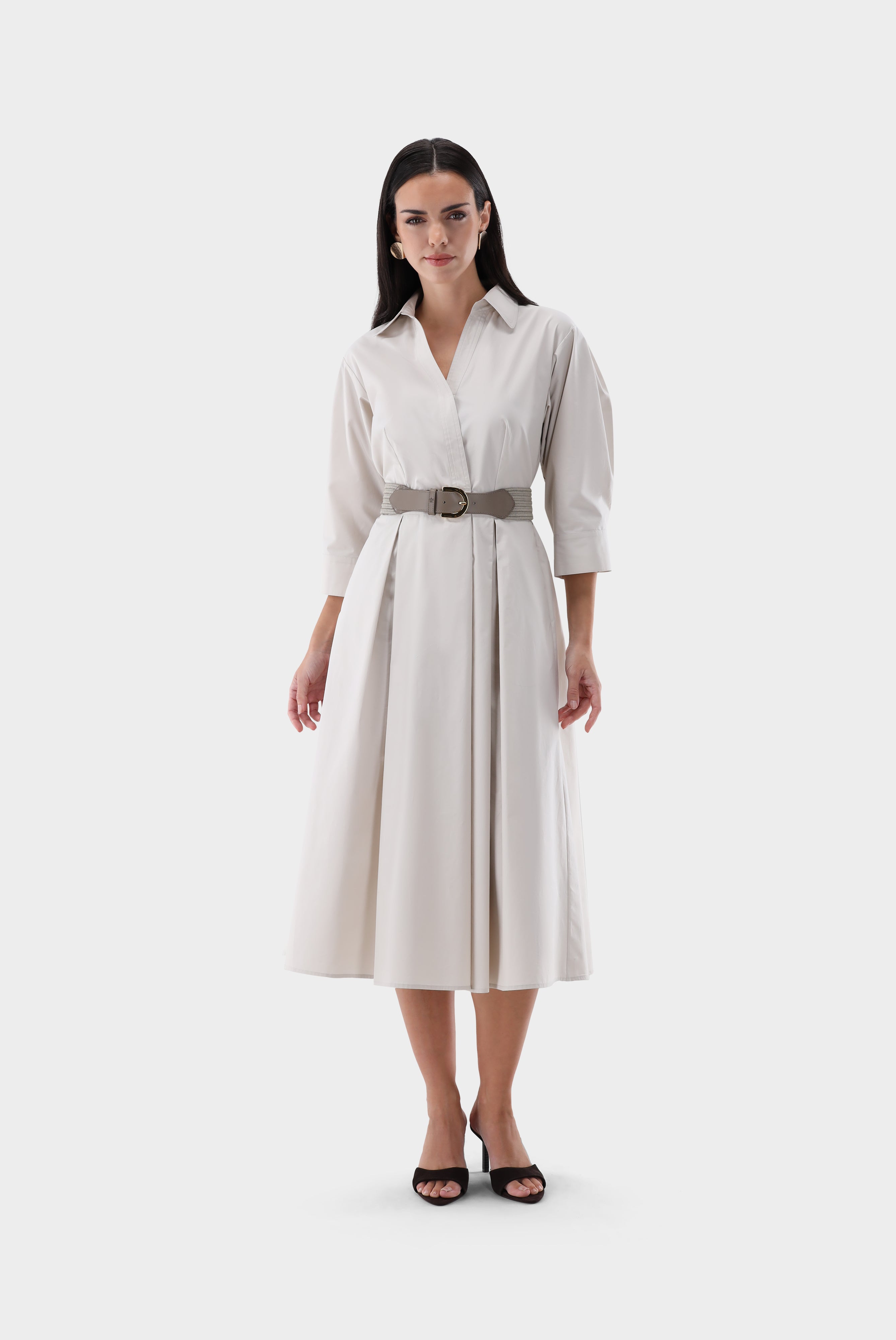 Midi-Hemdblusenkleid | mit Falten