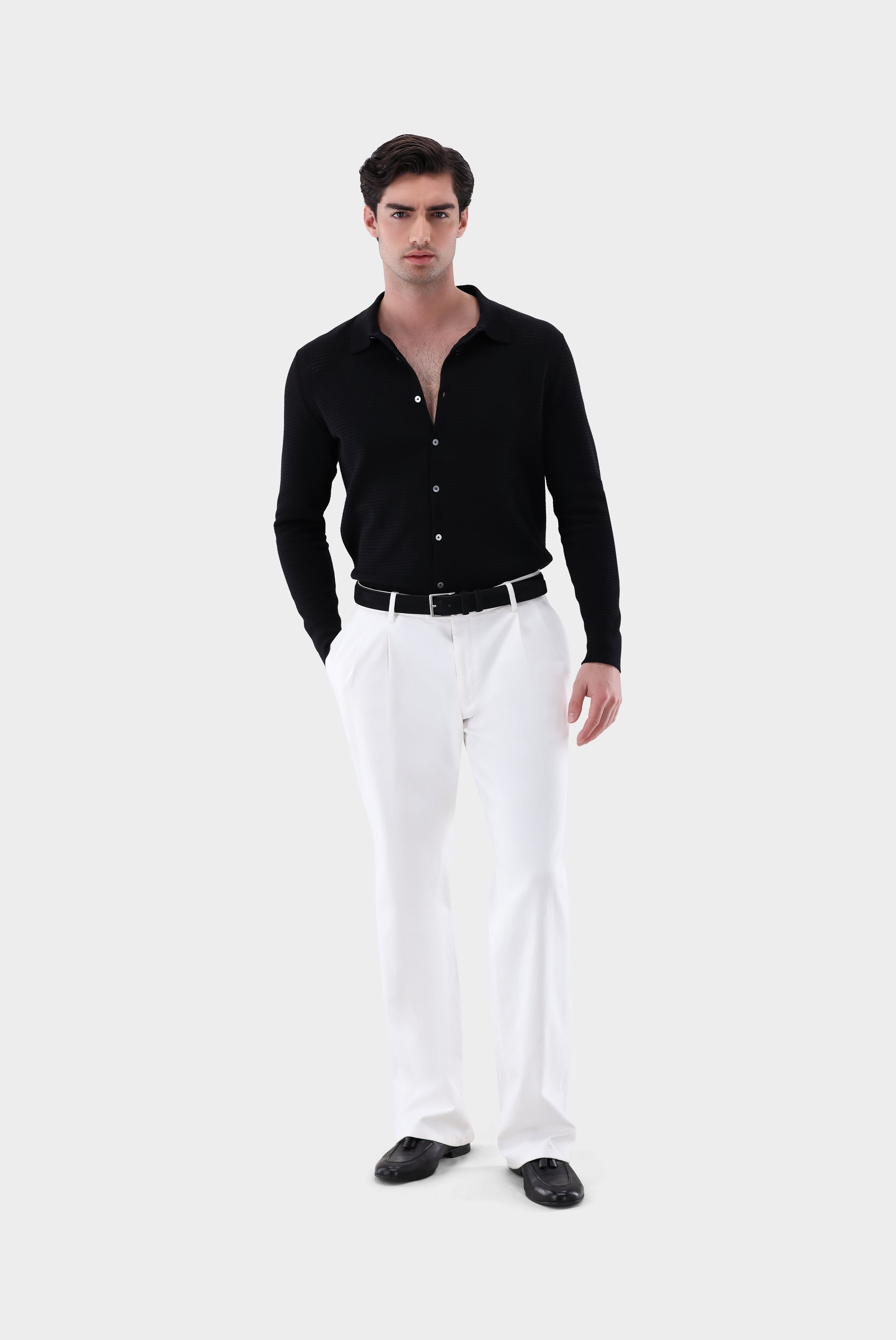 Van Laack-Strickhemd | mit Retro Struktur aus Air Cotton-Hemden & Blusen-Black-Deal-Outlet-by-ARCHIVIST