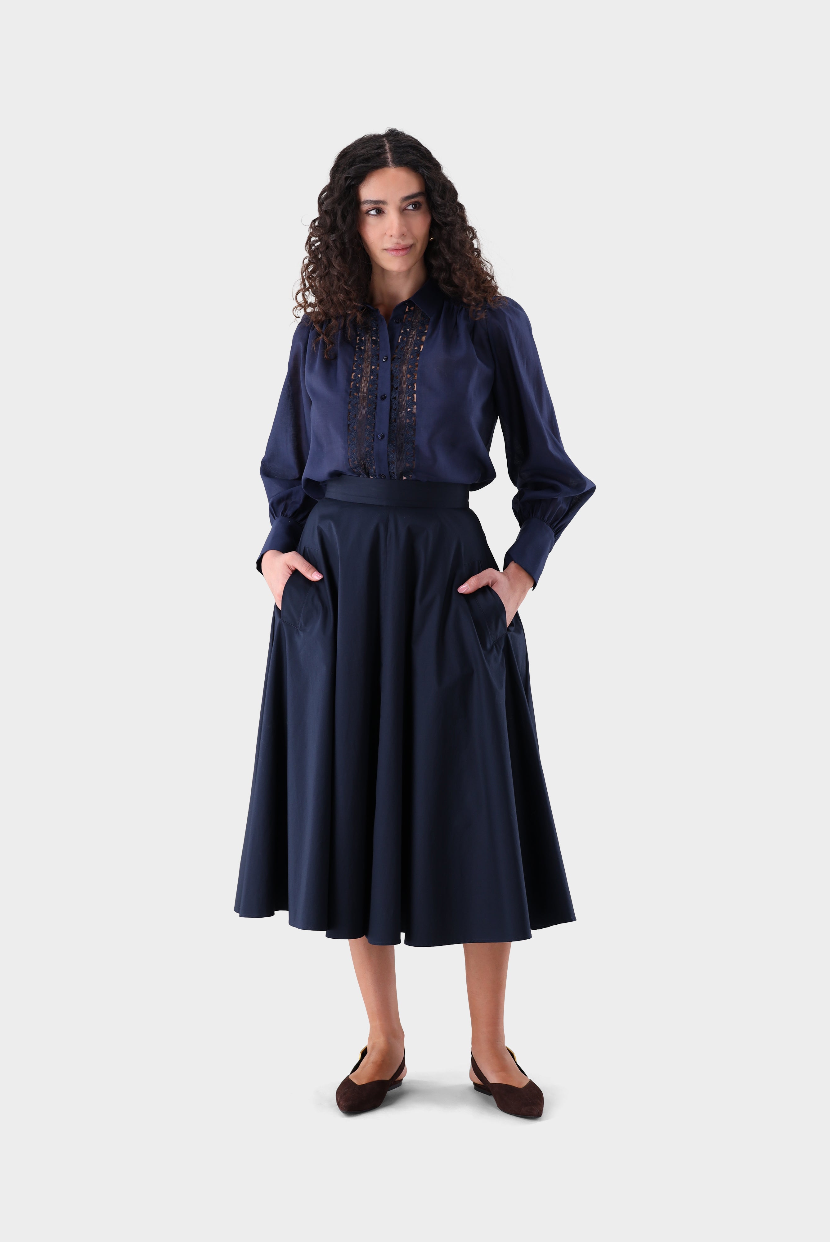 Hemdbluse | mit Spitzeneinsätzen