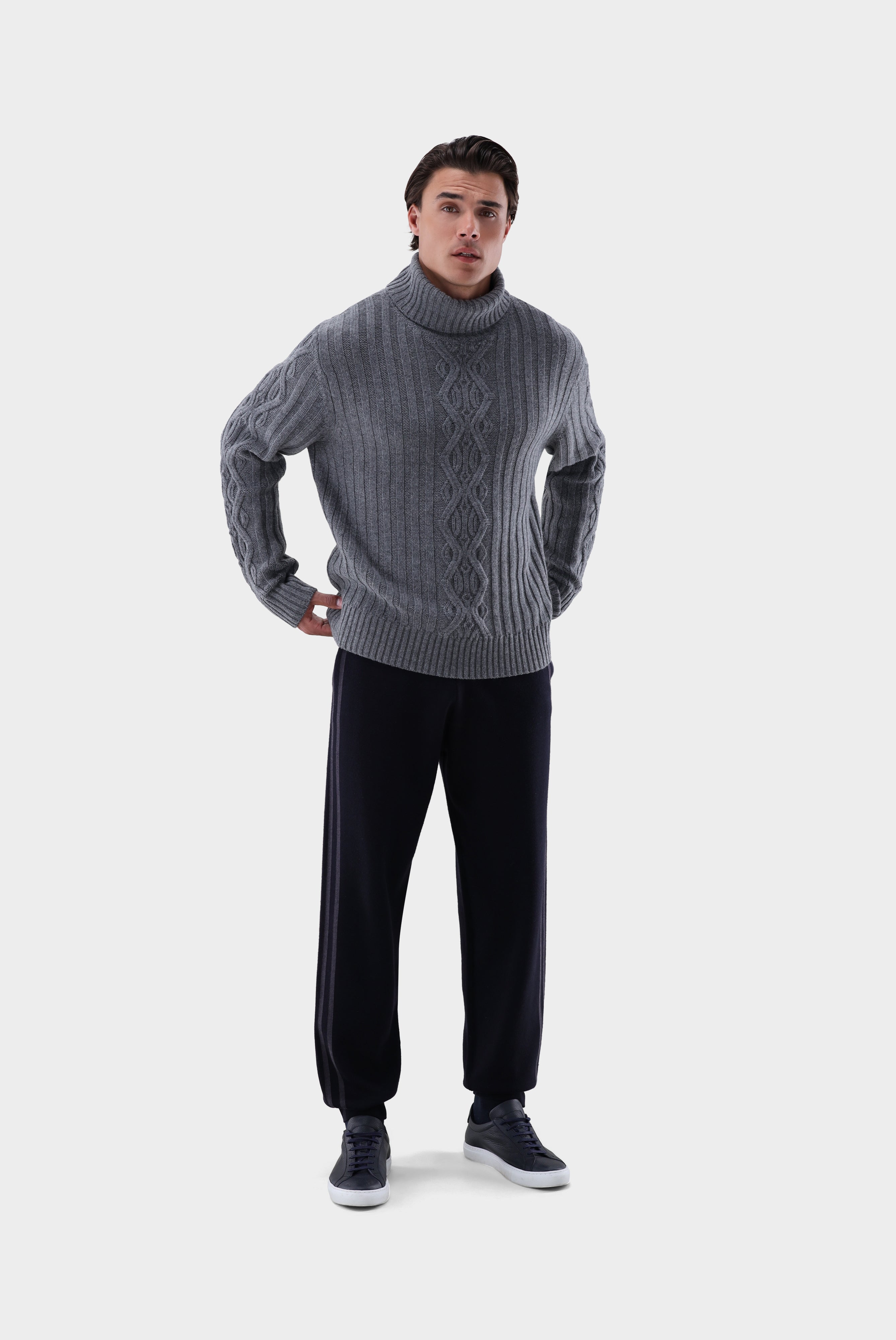 Rollkragenpullover | mit Kaschmir und Zopfmuster-Strick & Pullover-Van Laack-OUTLET-ARCHIVIST-ARCHIVE-SALE
