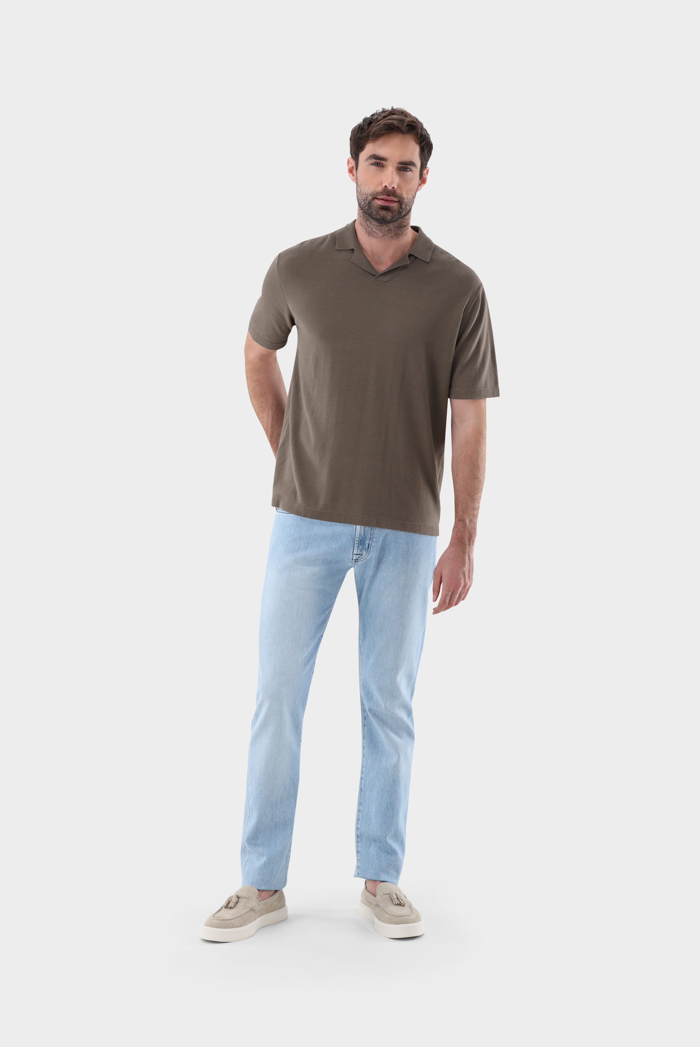 Van Laack-V-Neck-Polo | mit Revers und Seide-Shirts-Black-Deal-Outlet-by-ARCHIVIST