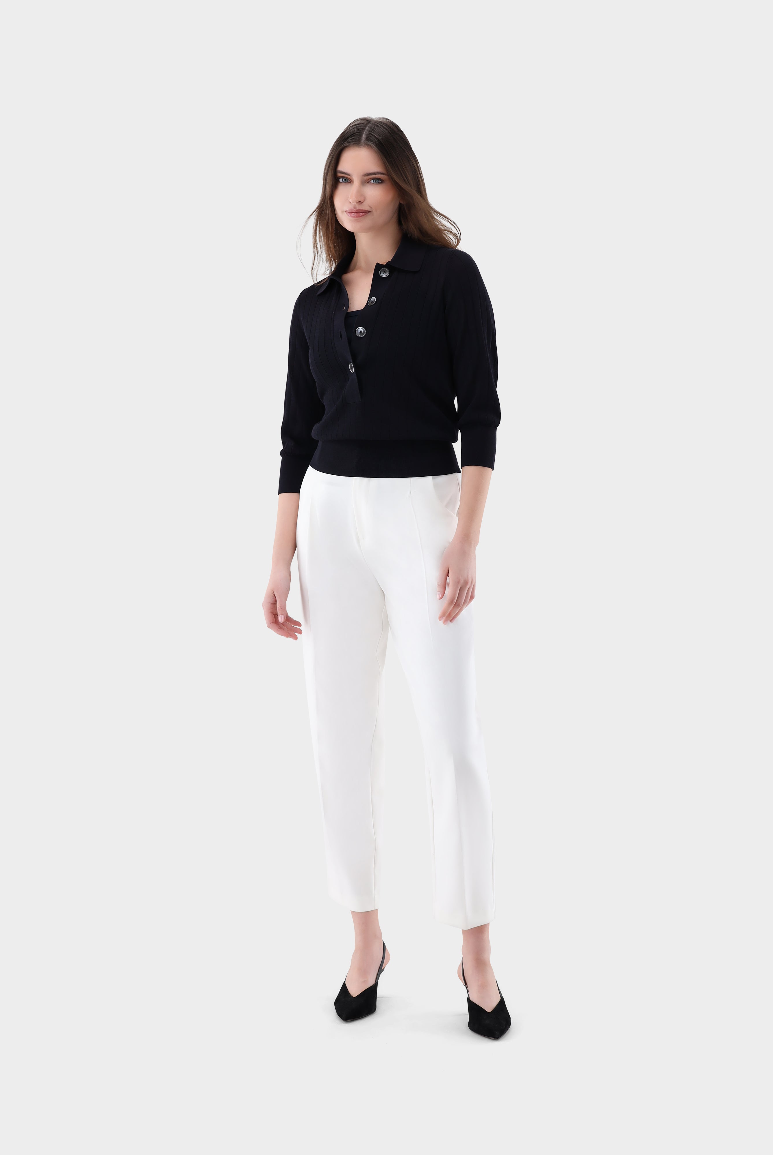 Poloshirtaus Rippstrick | mit Baumwolle und Viskose