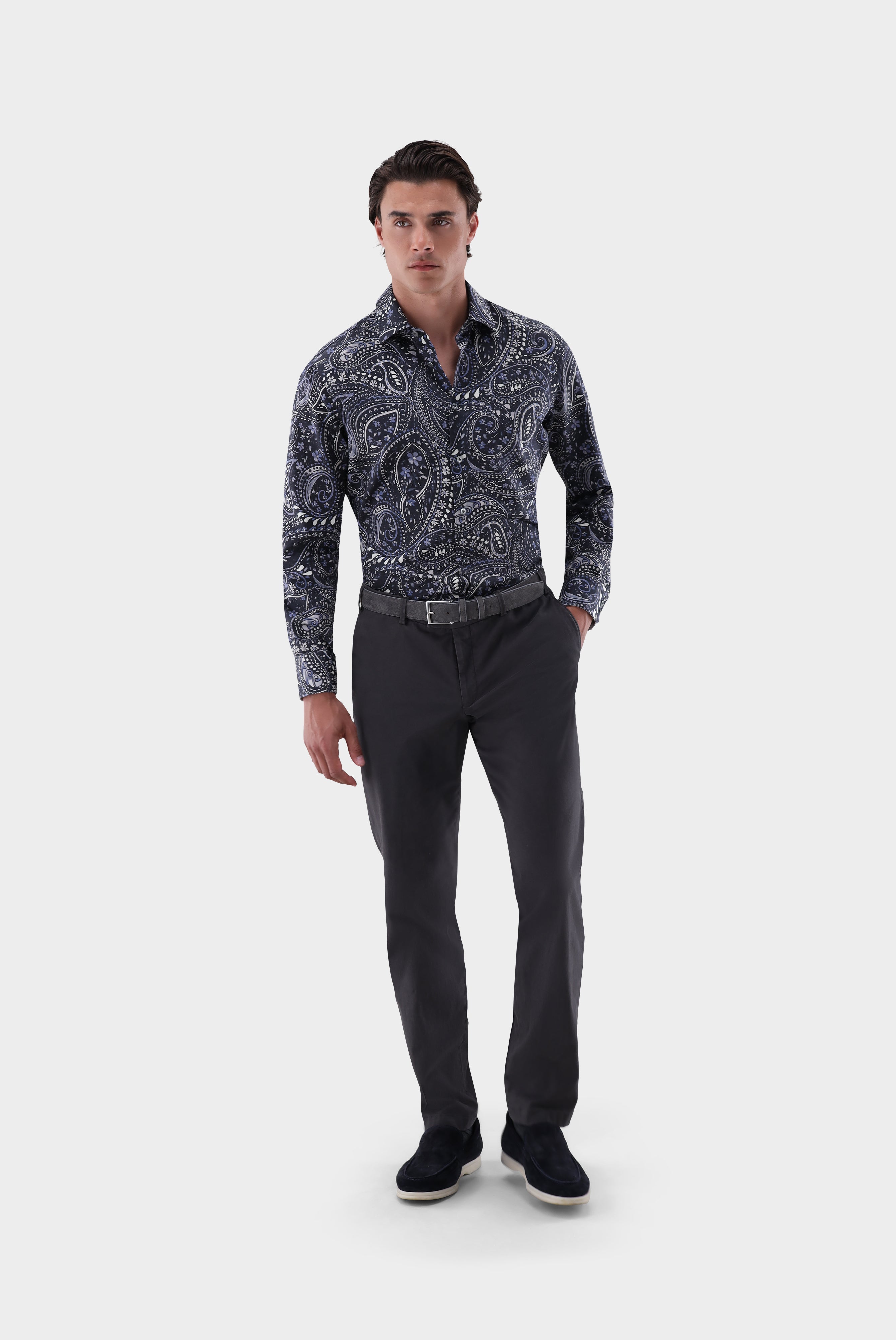 Popeline Hemd | mit Paisley Druck Tailor Fit