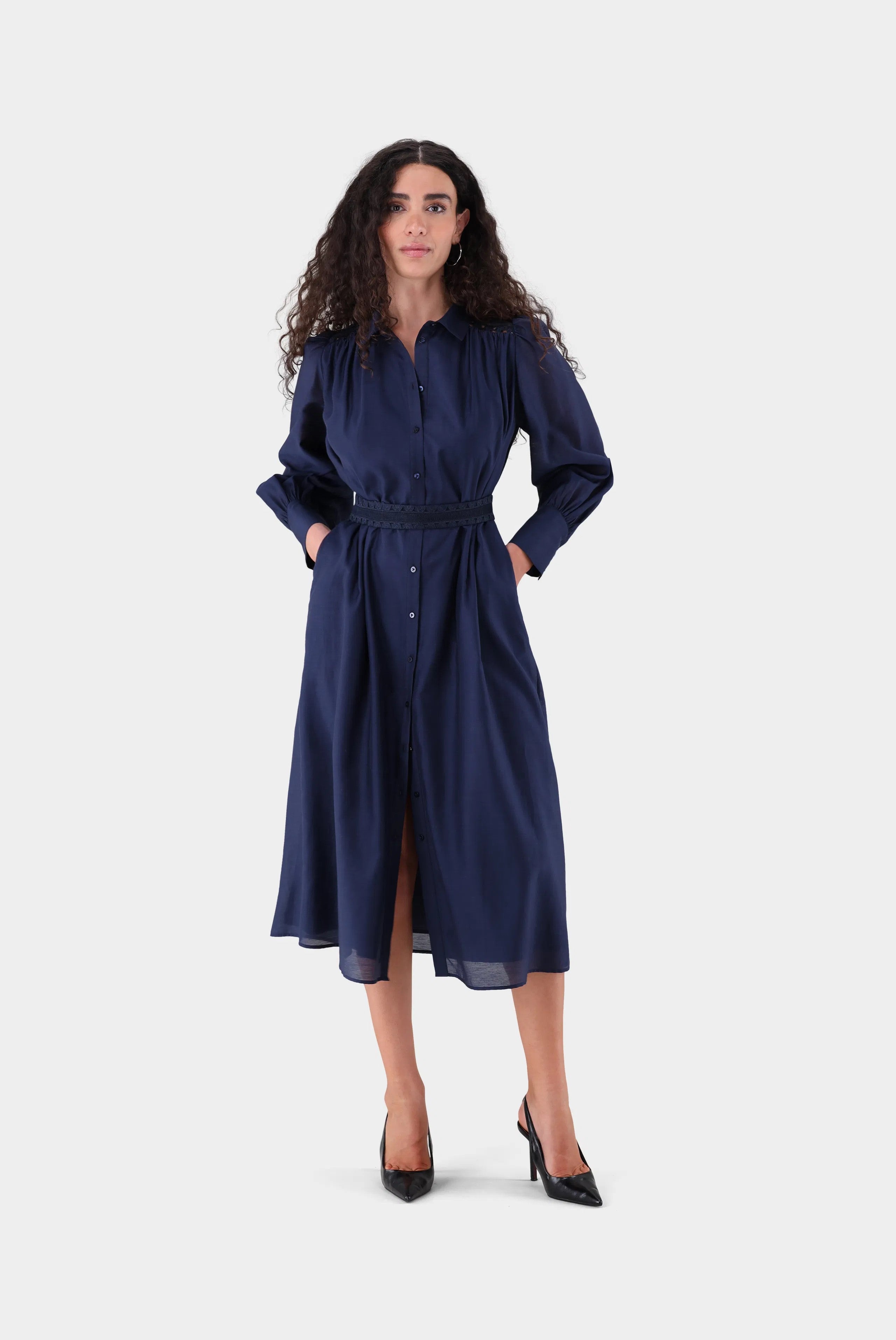 Midi-Hemdblusenkleid | mit Leinen und Tencel™