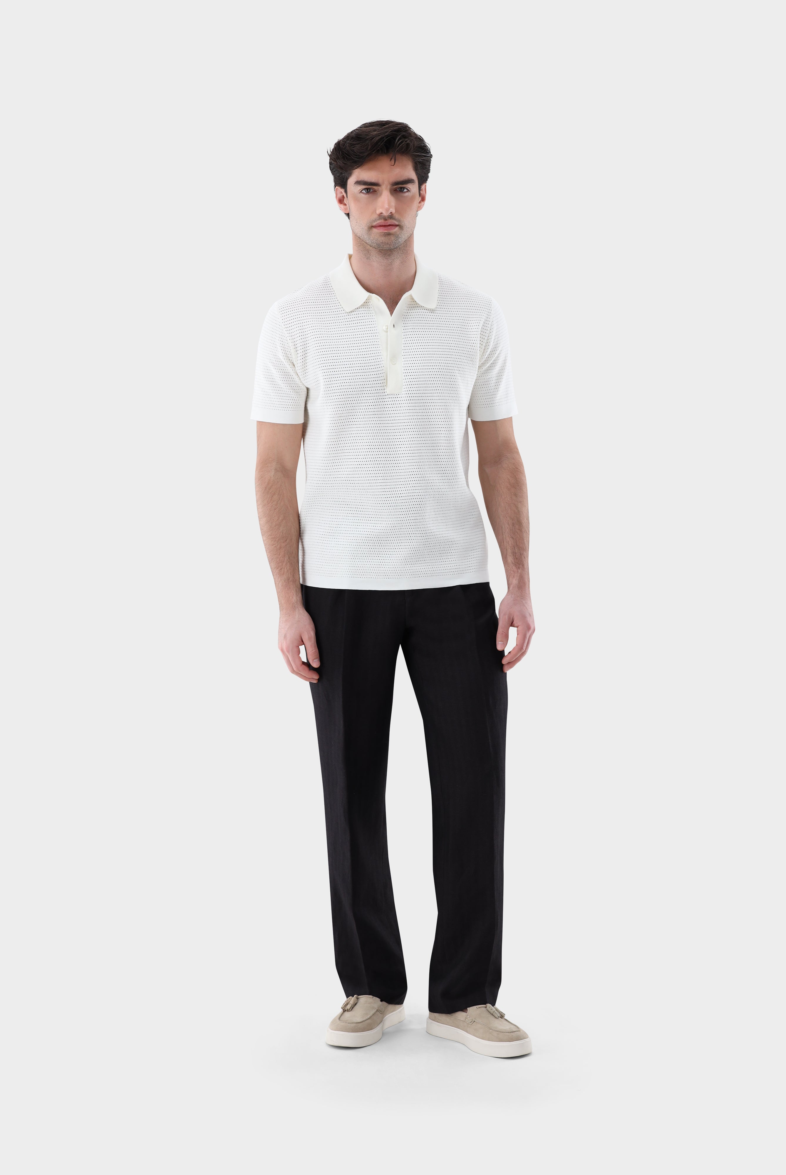 Strick Polo | mit Retro Struktur