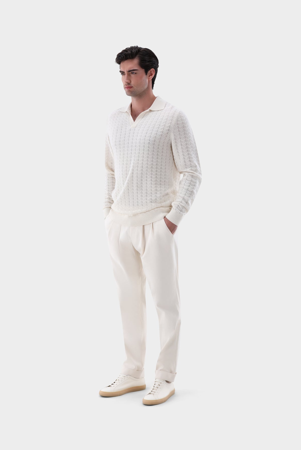 Poloshirt | gestrickt mit V-Neck und Struktur-Strick & Pullover-Van Laack-OUTLET-ARCHIVIST-ARCHIVE-SALE