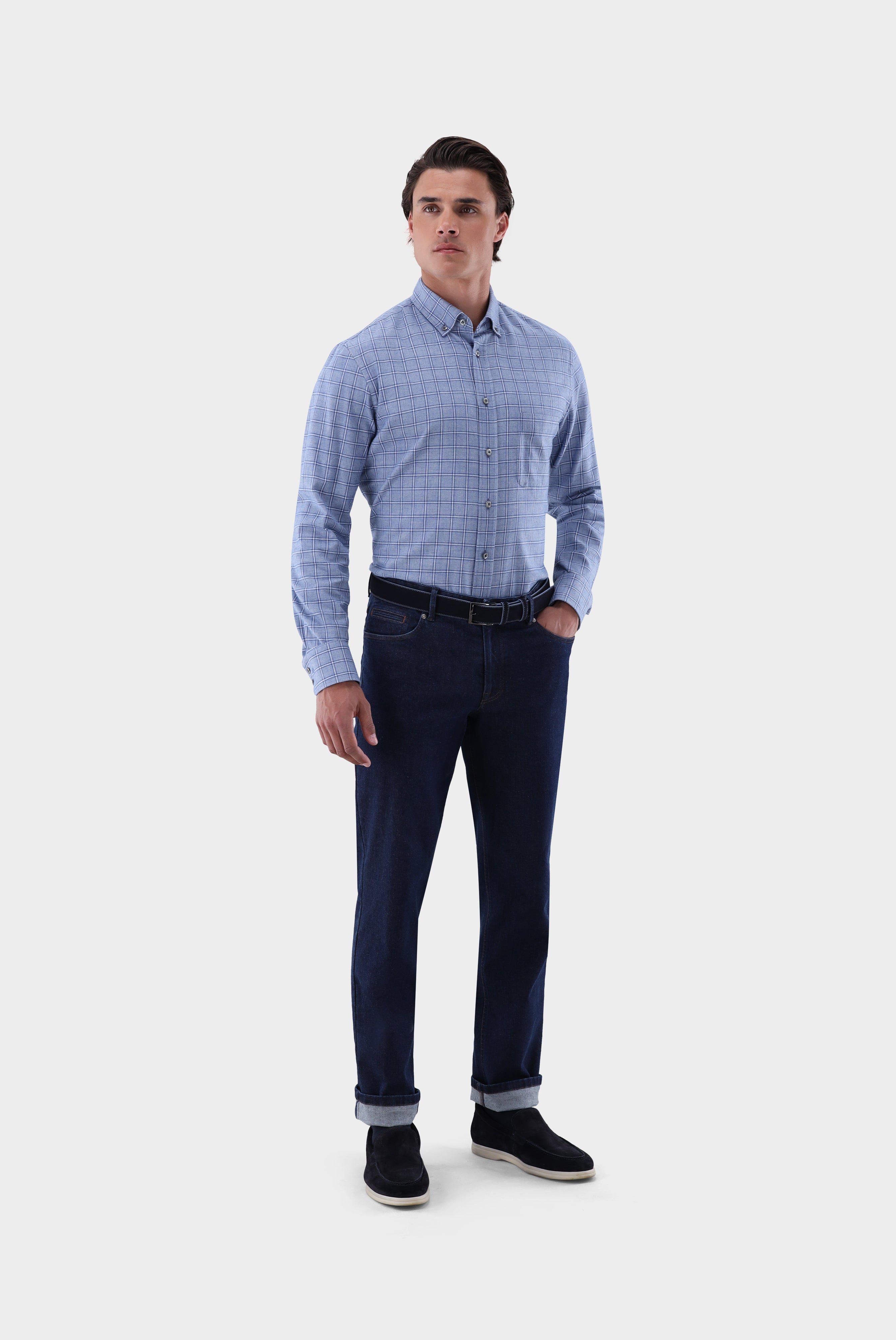 Flanellhemd | mit Karomuster Tailor Fit-Hemden & Blusen-Van Laack-OUTLET-ARCHIVIST-ARCHIVE-SALE