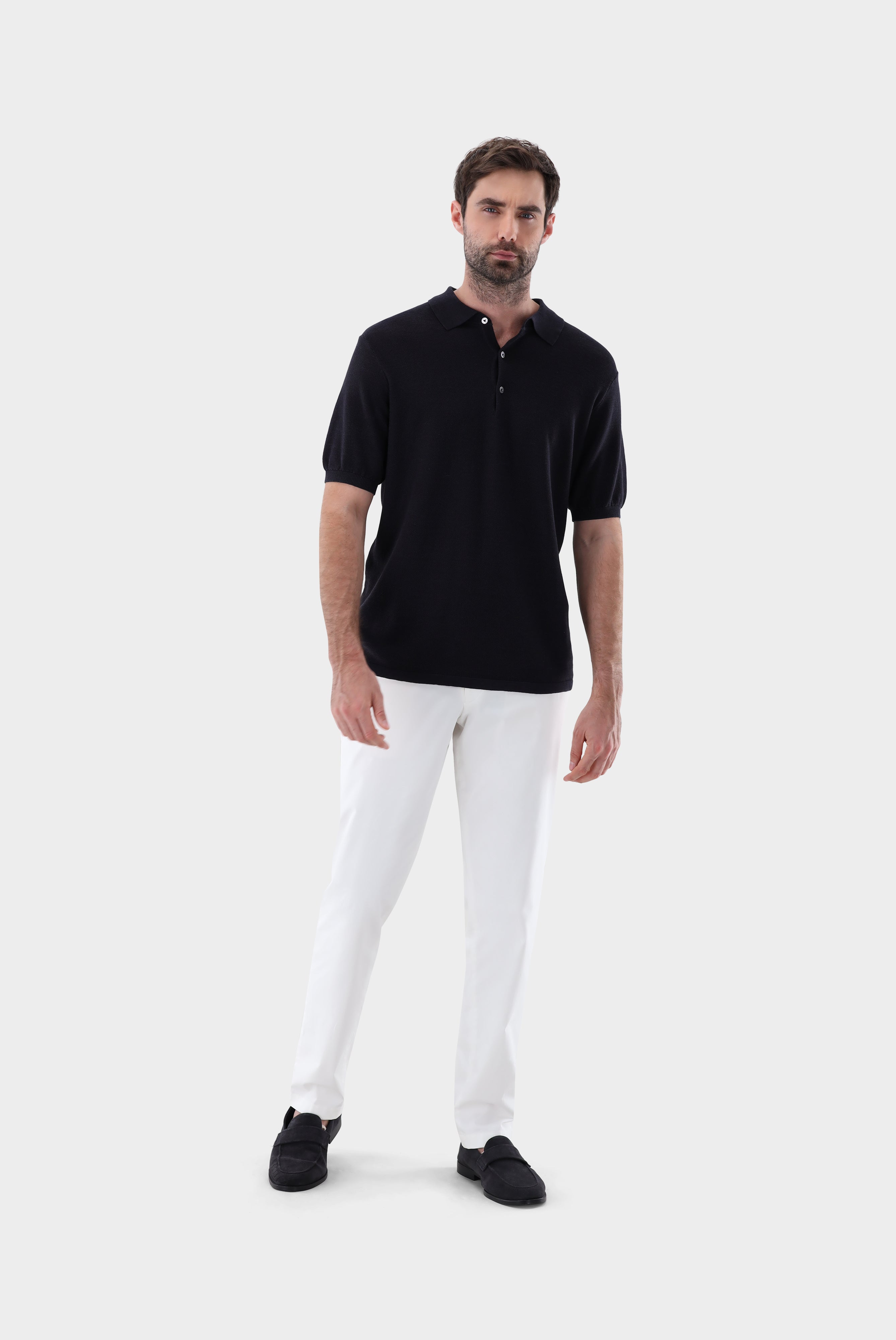 Strick-Poloshirt | mit Reiskorn Optik