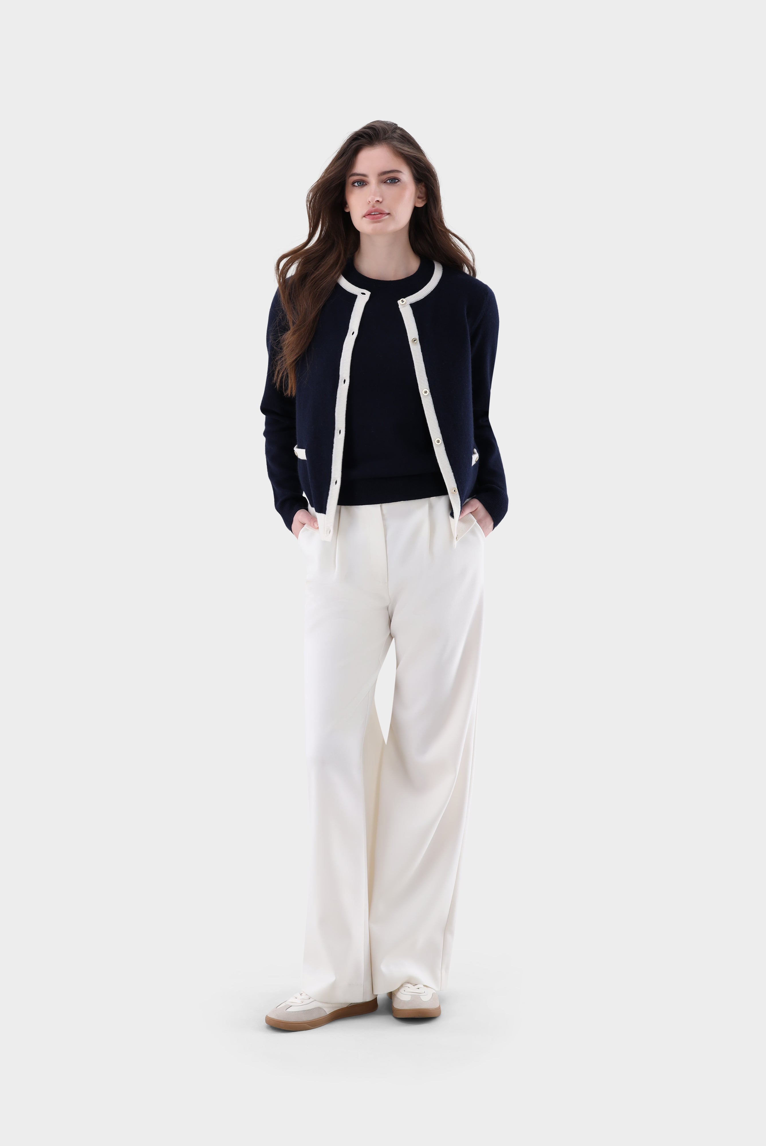 Strickjacke | aus Kaschmir mit Kontrasten-Jacken & Mäntel-Van Laack-OUTLET-ARCHIVIST-ARCHIVE-SALE