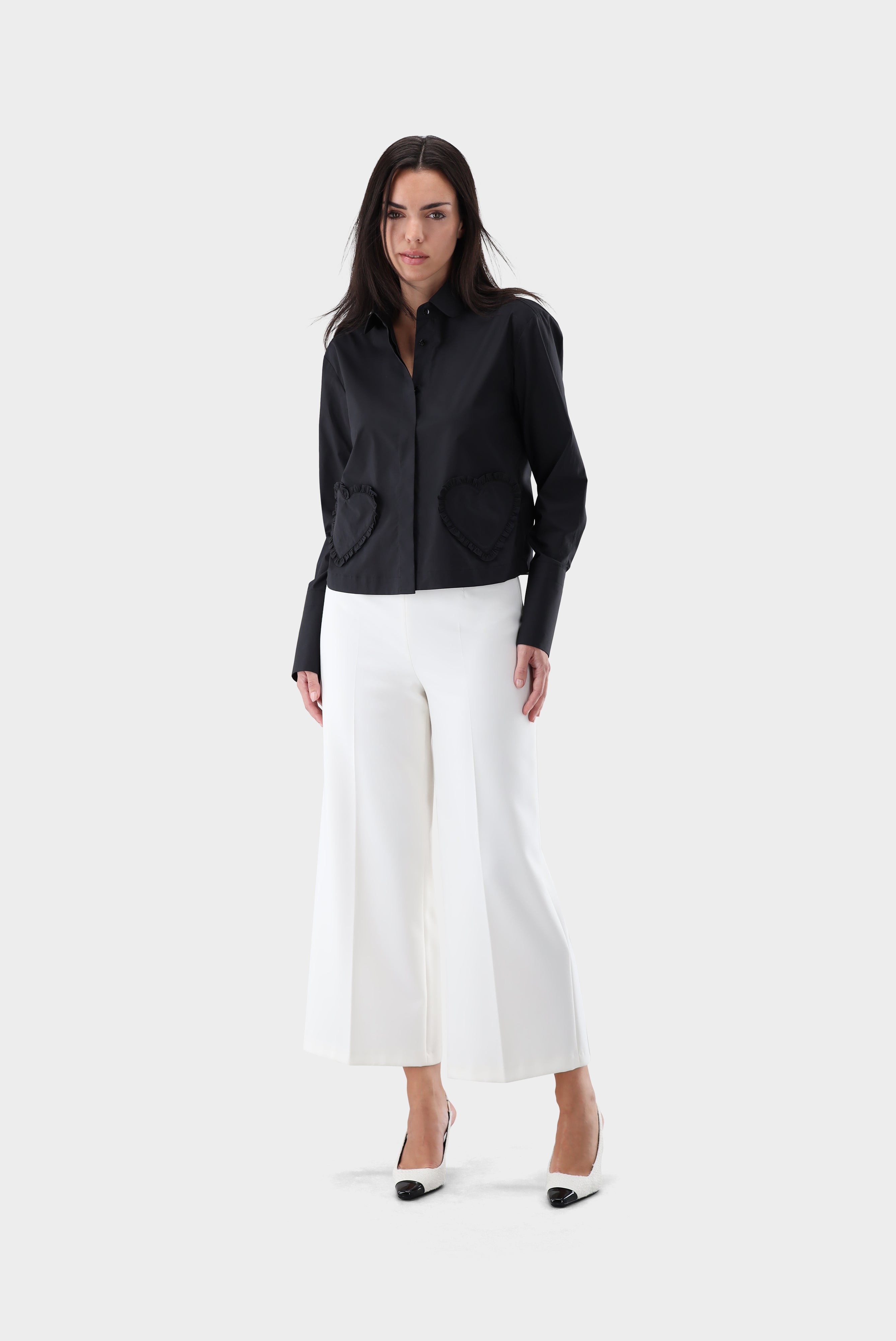 Hemdbluse | cropped mit Herz-Taschen
