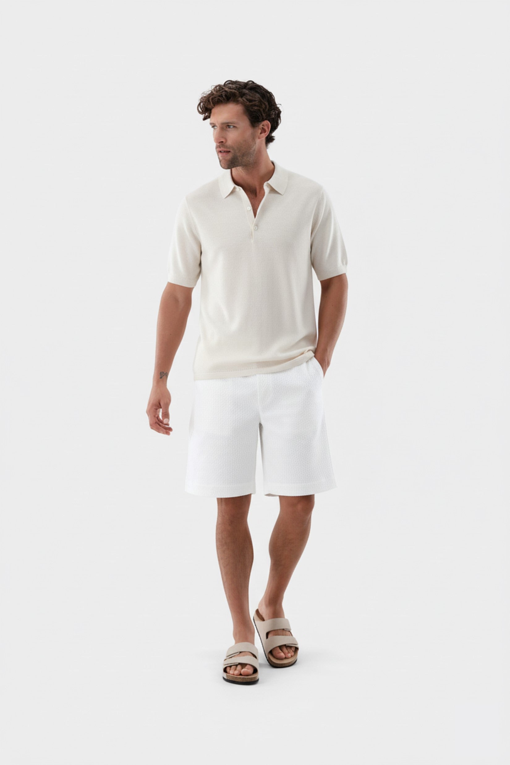 Strick-Poloshirt | mit Reiskorn Optik