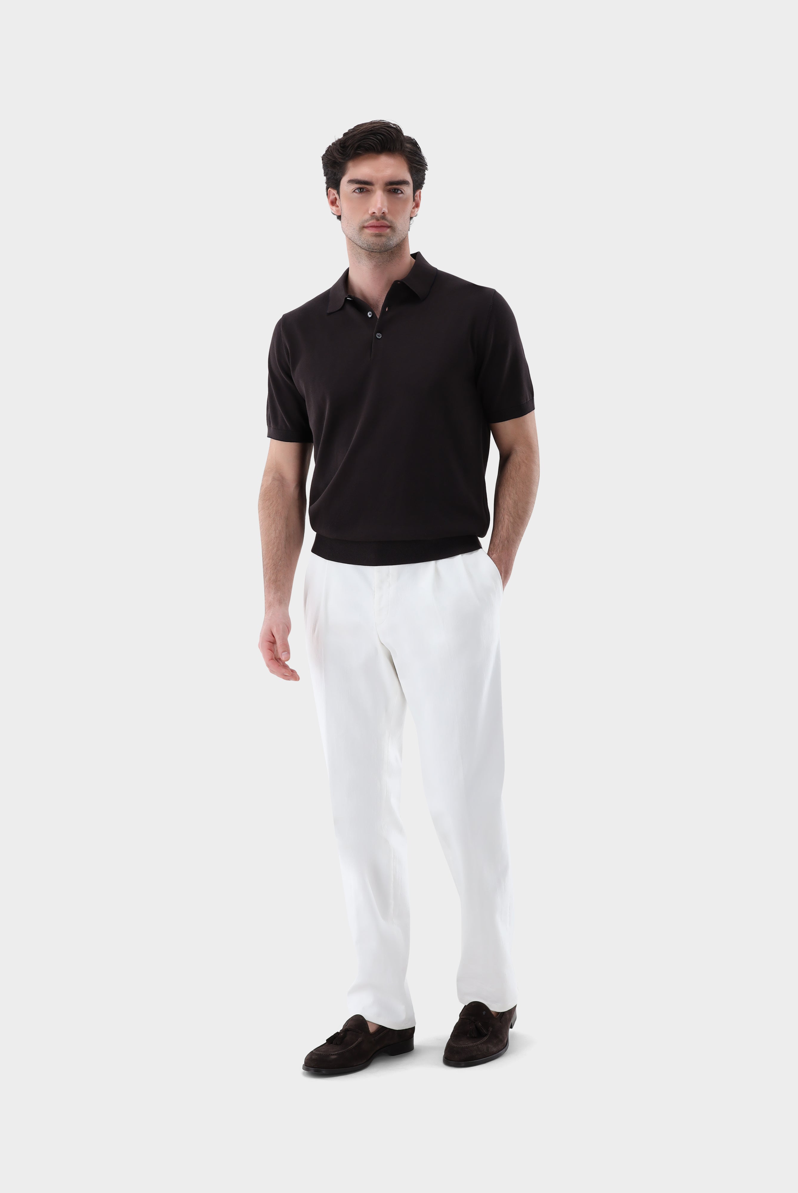 Strick Poloshirt mit Detail | aus Air Cotton