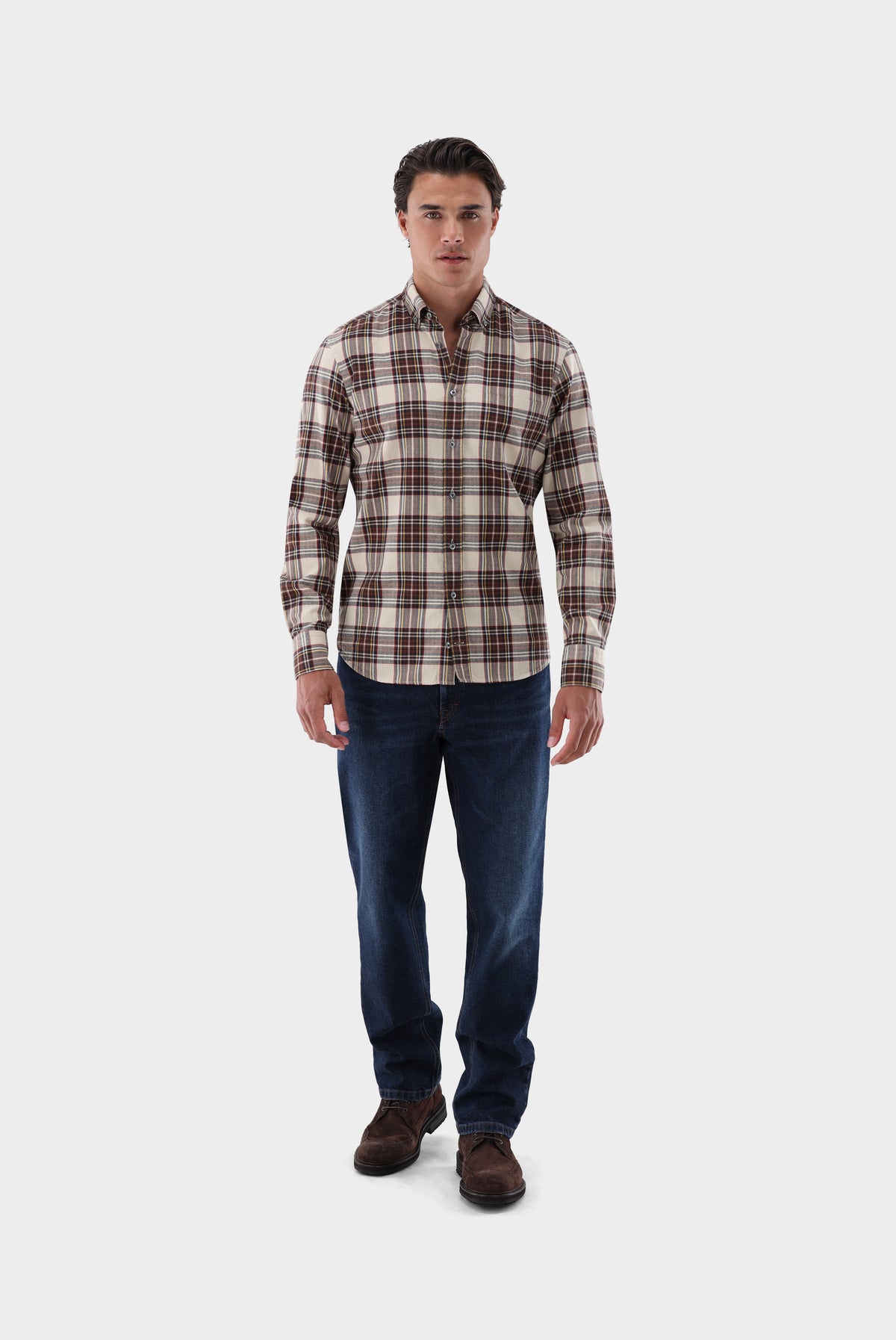 Kariertes Flanellhemd | mit Button-Down-Kragen