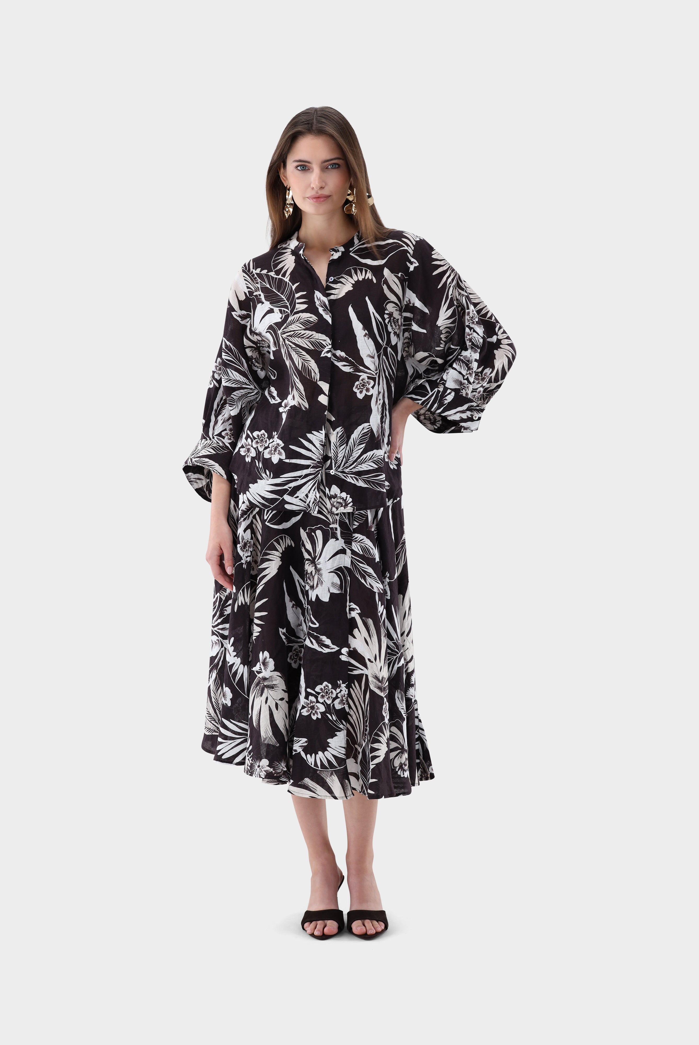 Leinenbluse | mit Tropical Druck-Hemden & Blusen-Van Laack-OUTLET-ARCHIVIST-ARCHIVE-SALE