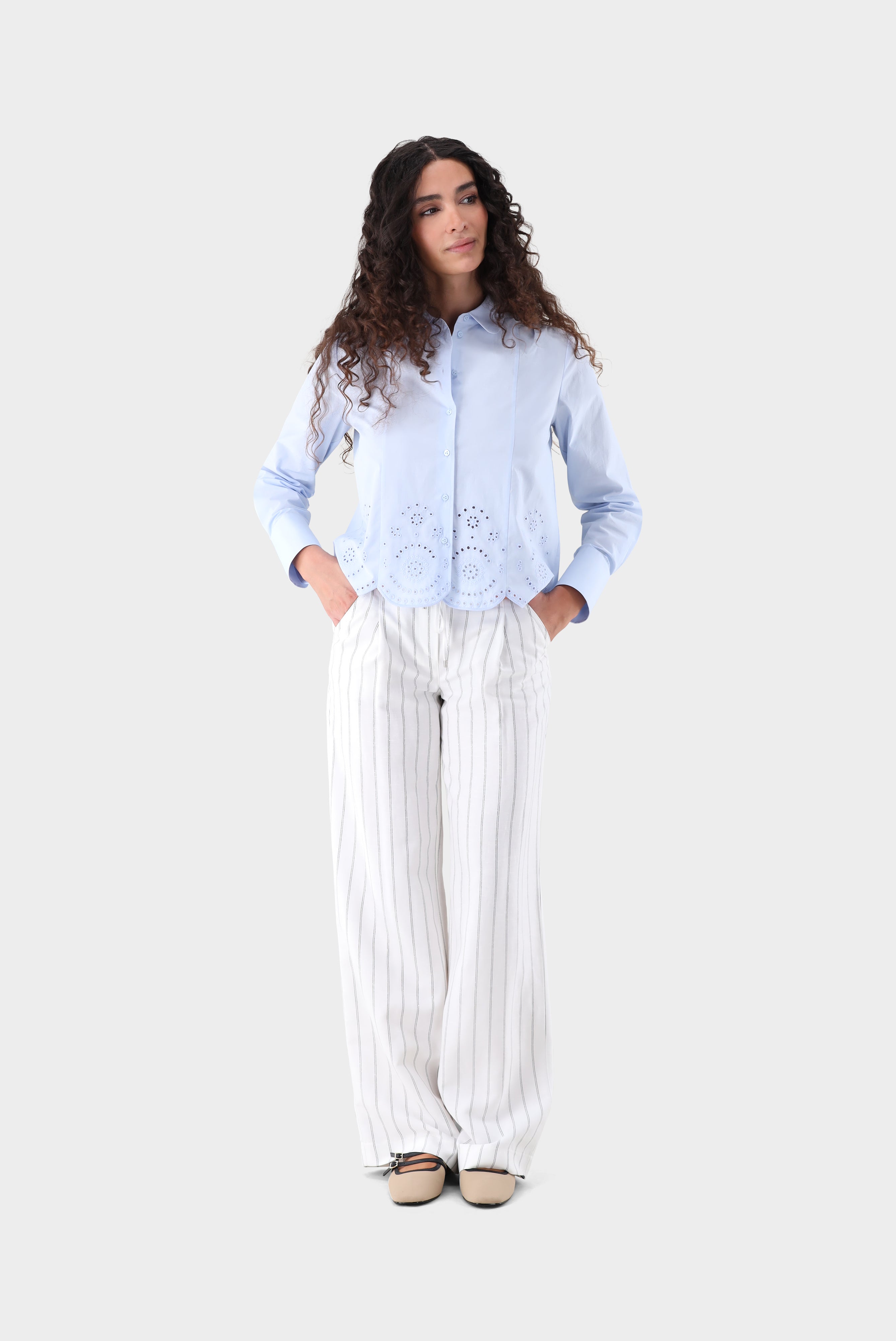 Hemdbluse | aus Popeline mit Lochstick-Saum-Hemden & Blusen-Van Laack-OUTLET-ARCHIVIST-ARCHIVE-SALE