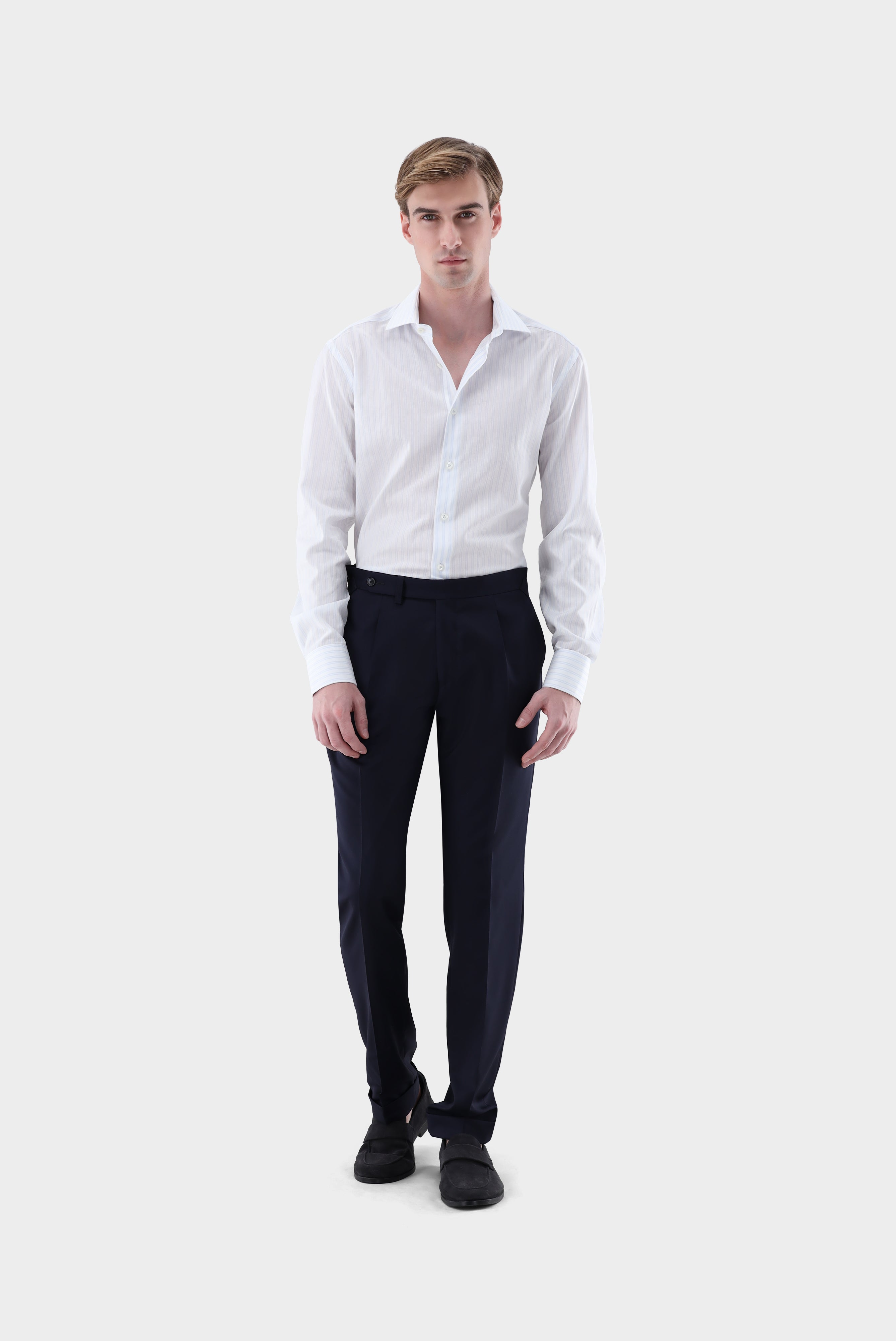 Gestreiftes Businesshemd | aus Dobby Gewebe mit Haifischkragen-Hemden & Blusen-Van Laack-OUTLET-ARCHIVIST-ARCHIVE-SALE
