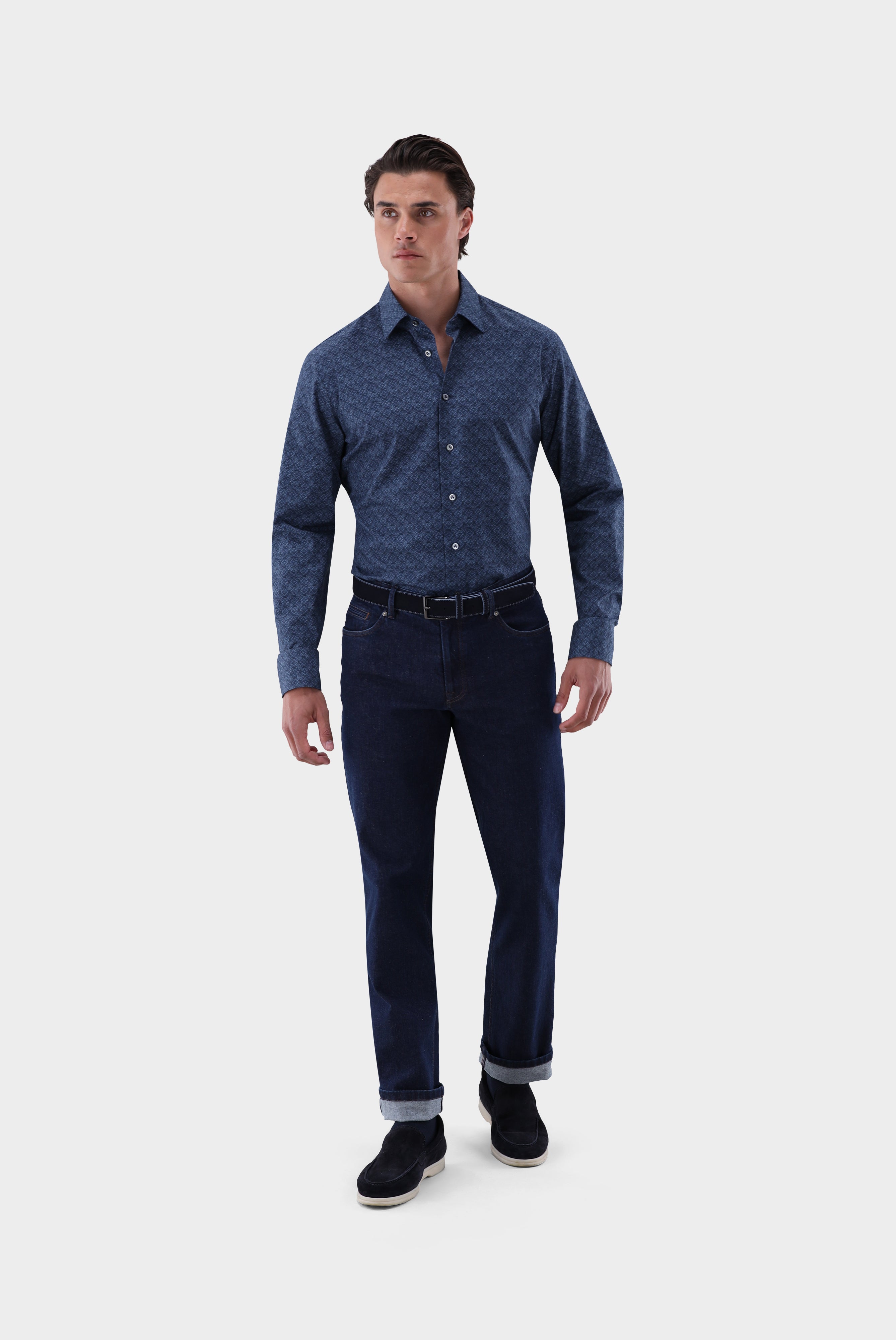 Hemd | mit Medaillon Druck Slim Fit