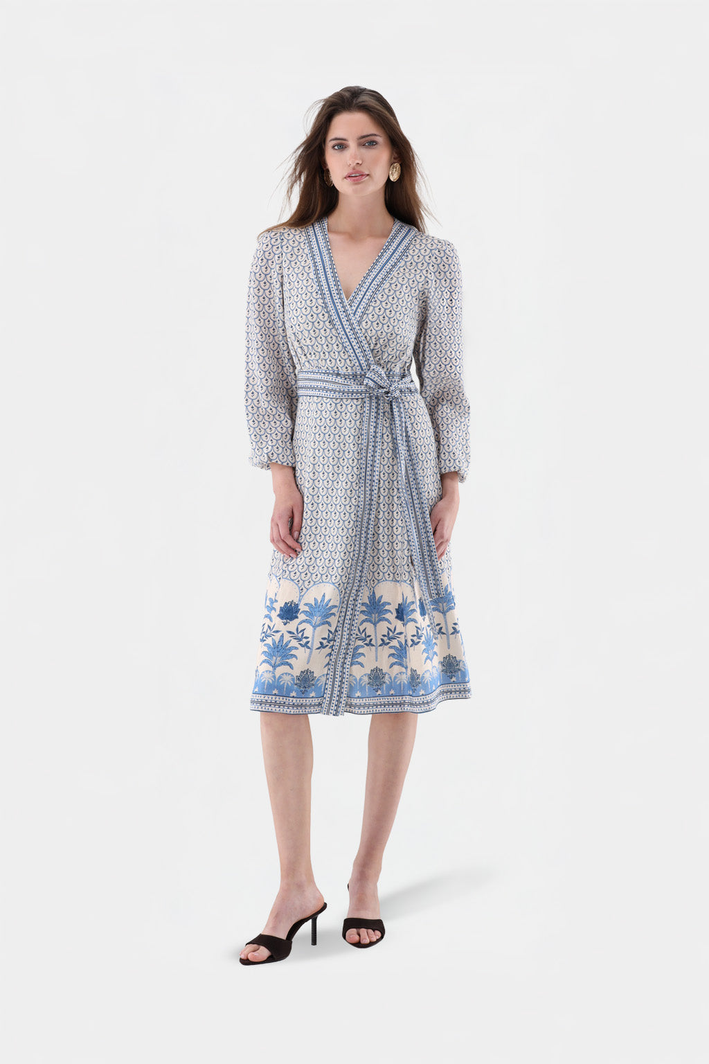 Midikleid | aus Leinen mit Palmen-Druck-Kleider & Röcke-Van Laack-OUTLET-ARCHIVIST-ARCHIVE-SALE