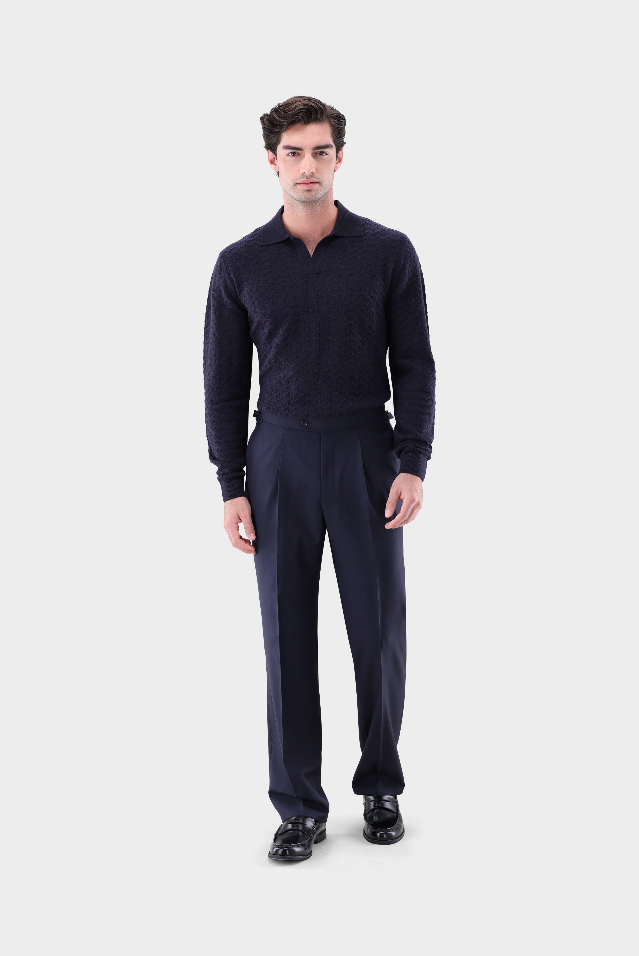 Poloshirt | gestrickt mit V-Neck und Struktur