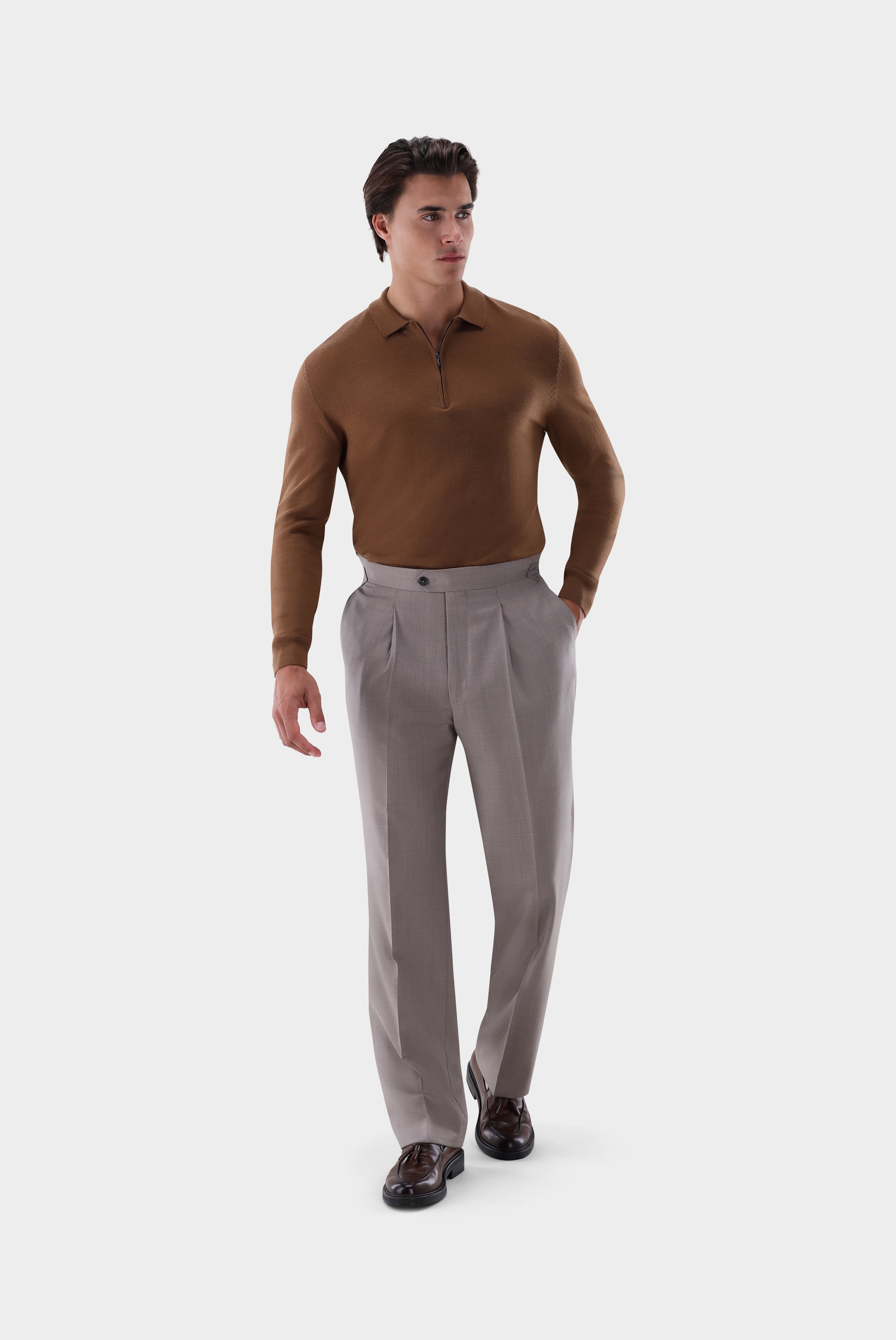 Poloshirt | Langarm mit Reißverschluss aus merzerisierter Wolle-Strick & Pullover-Van Laack-OUTLET-ARCHIVIST-ARCHIVE-SALE