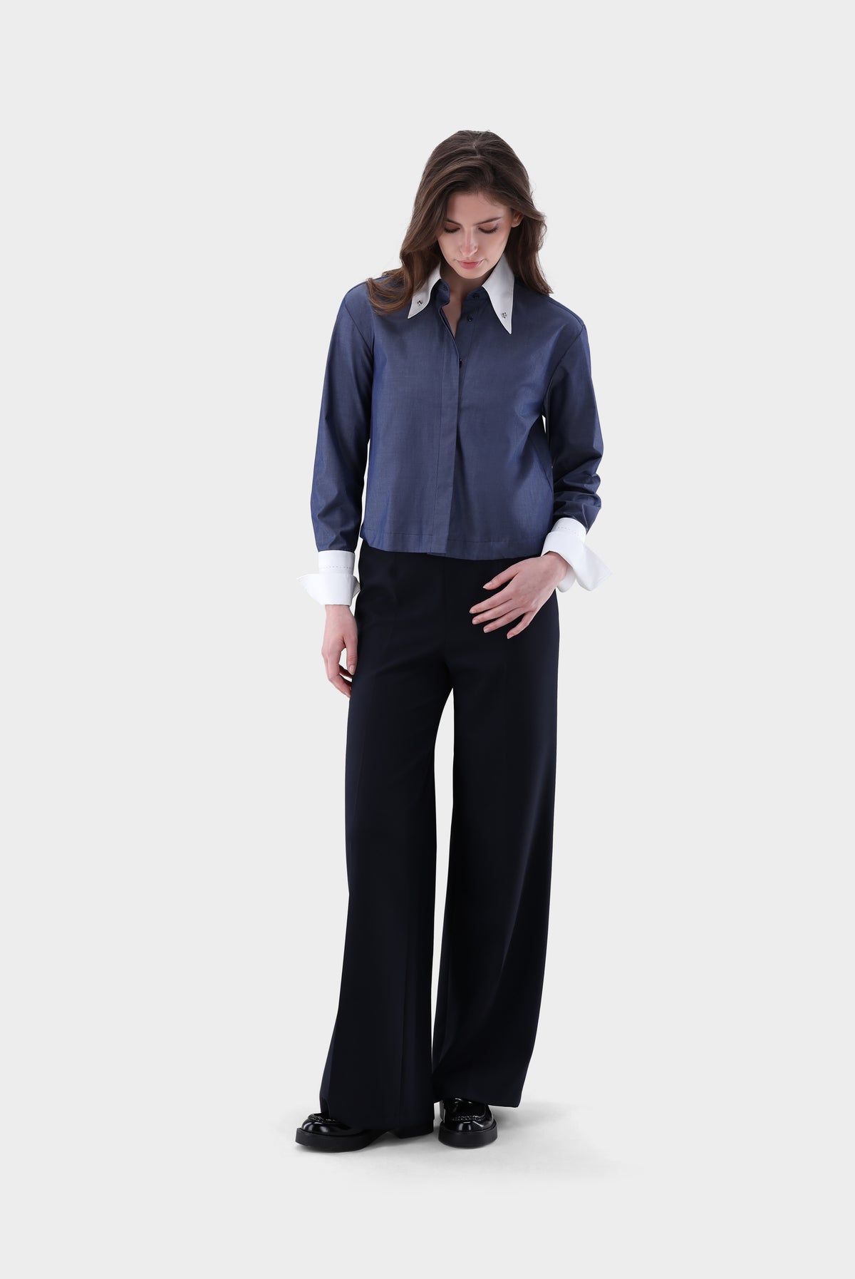 Hemdbluse | kurz geschnitten und gestreift-Hemden & Blusen-Van Laack-OUTLET-ARCHIVIST-ARCHIVE-SALE
