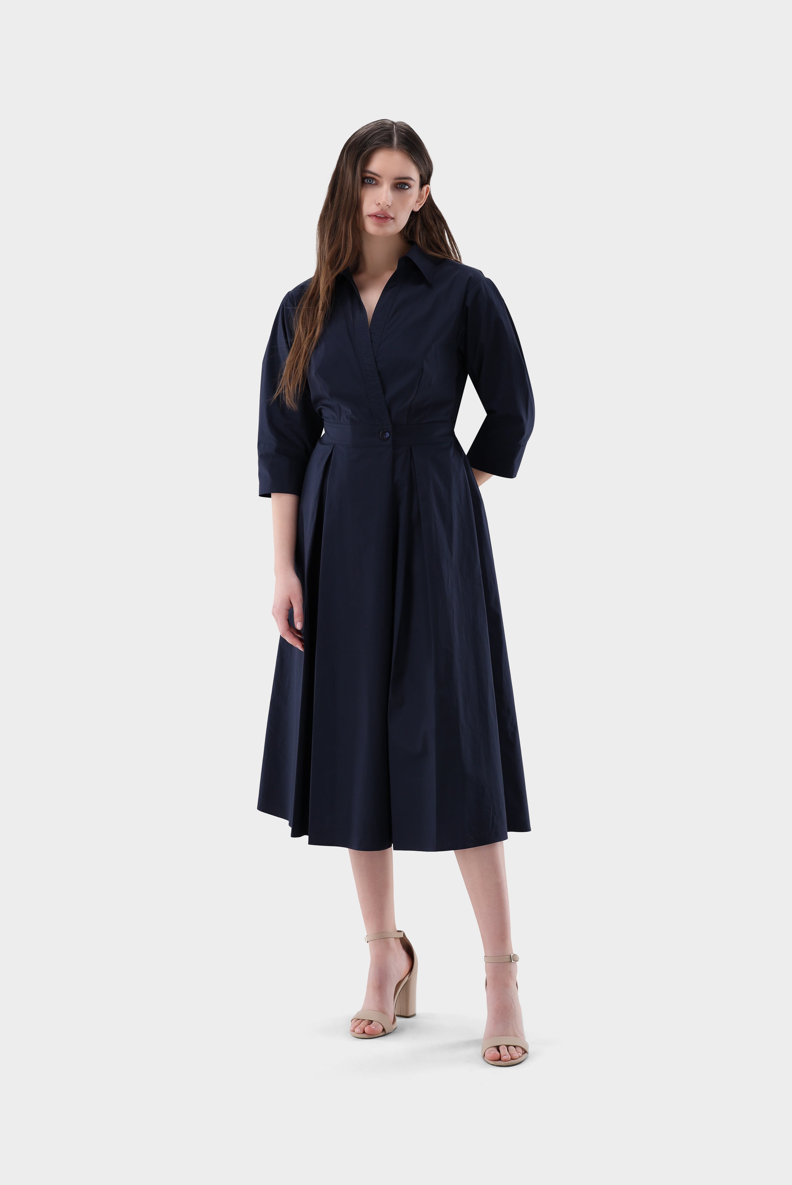 Midi-Hemdblusenkleid | mit Falten
