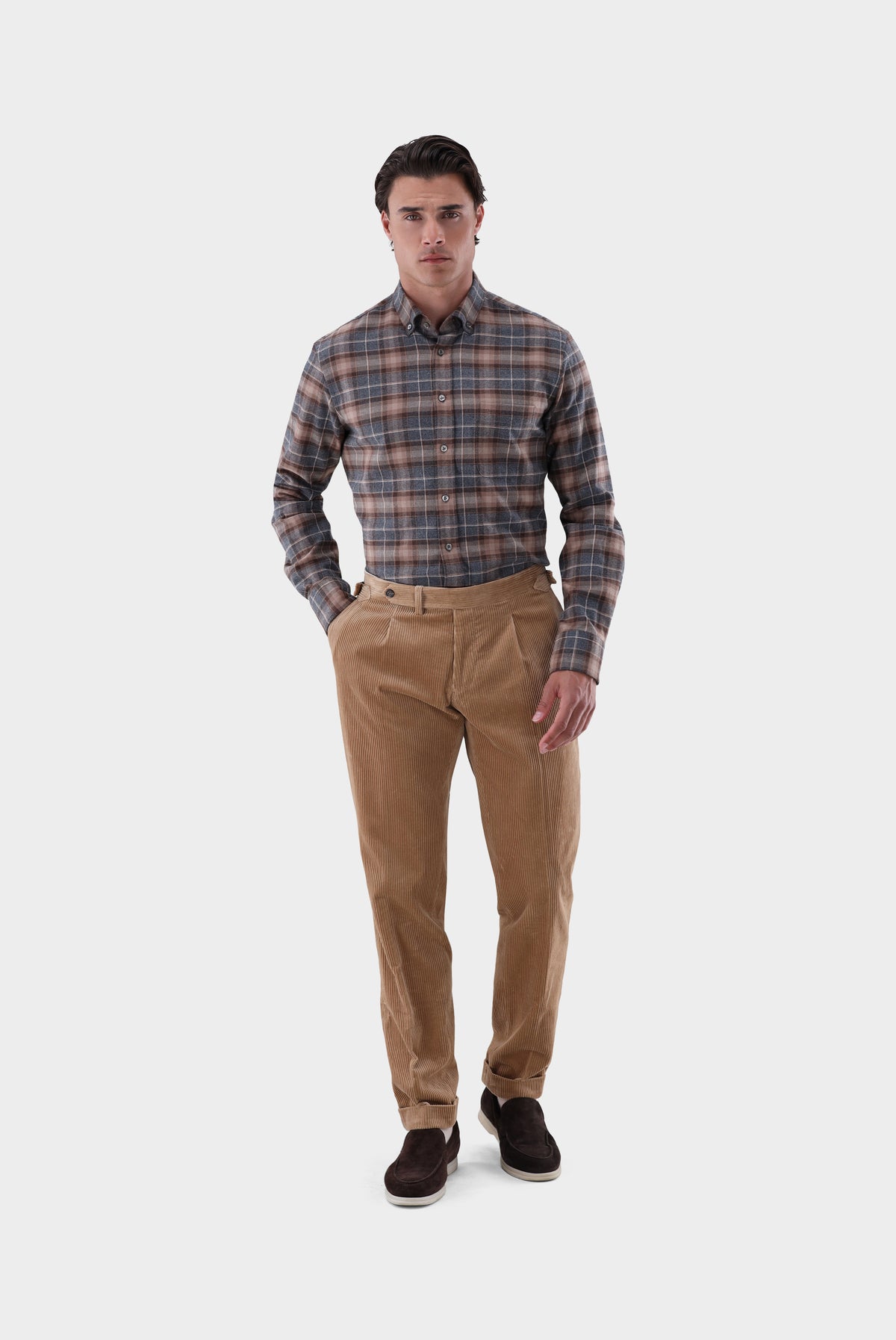 Flanellhemd | mit Button Down Kragen Tailor Fit