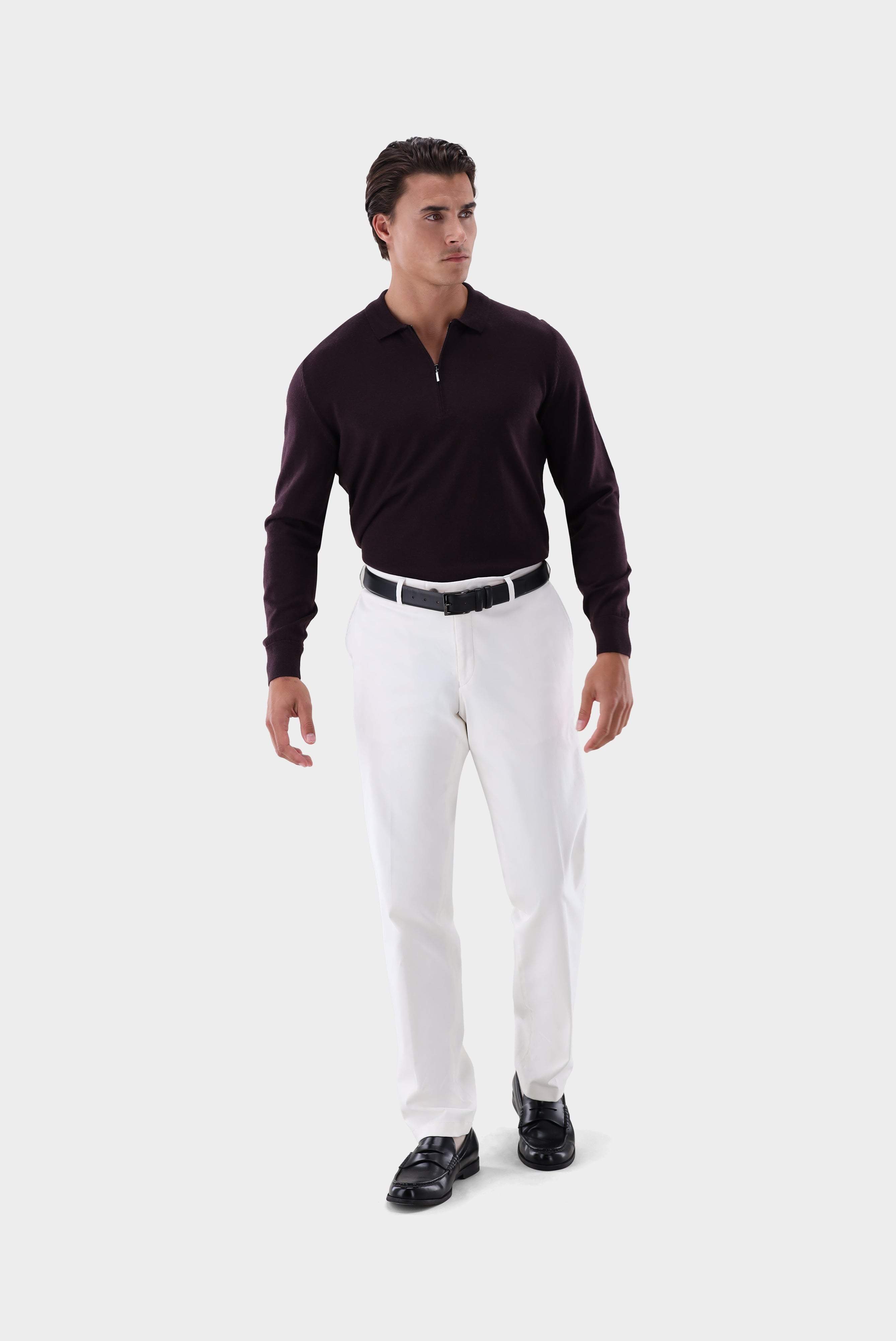 Poloshirt | Langarm mit Reißverschluss aus merzerisierter Wolle-Strick & Pullover-Van Laack-OUTLET-ARCHIVIST-ARCHIVE-SALE