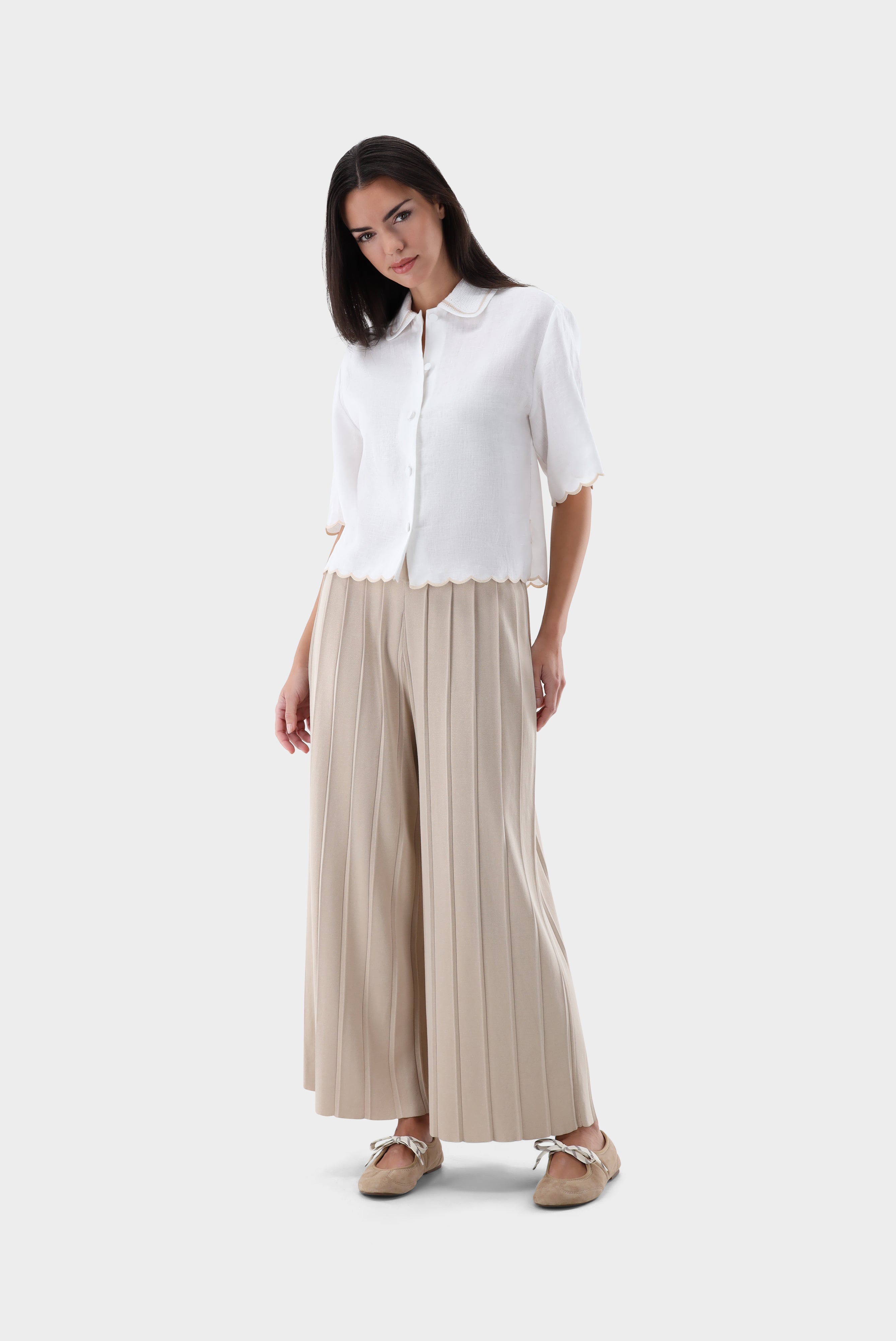 Kurzarm Hemdbluse | aus Leinen mit Häkelkragen-Hemden & Blusen-Van Laack-OUTLET-ARCHIVIST-ARCHIVE-SALE