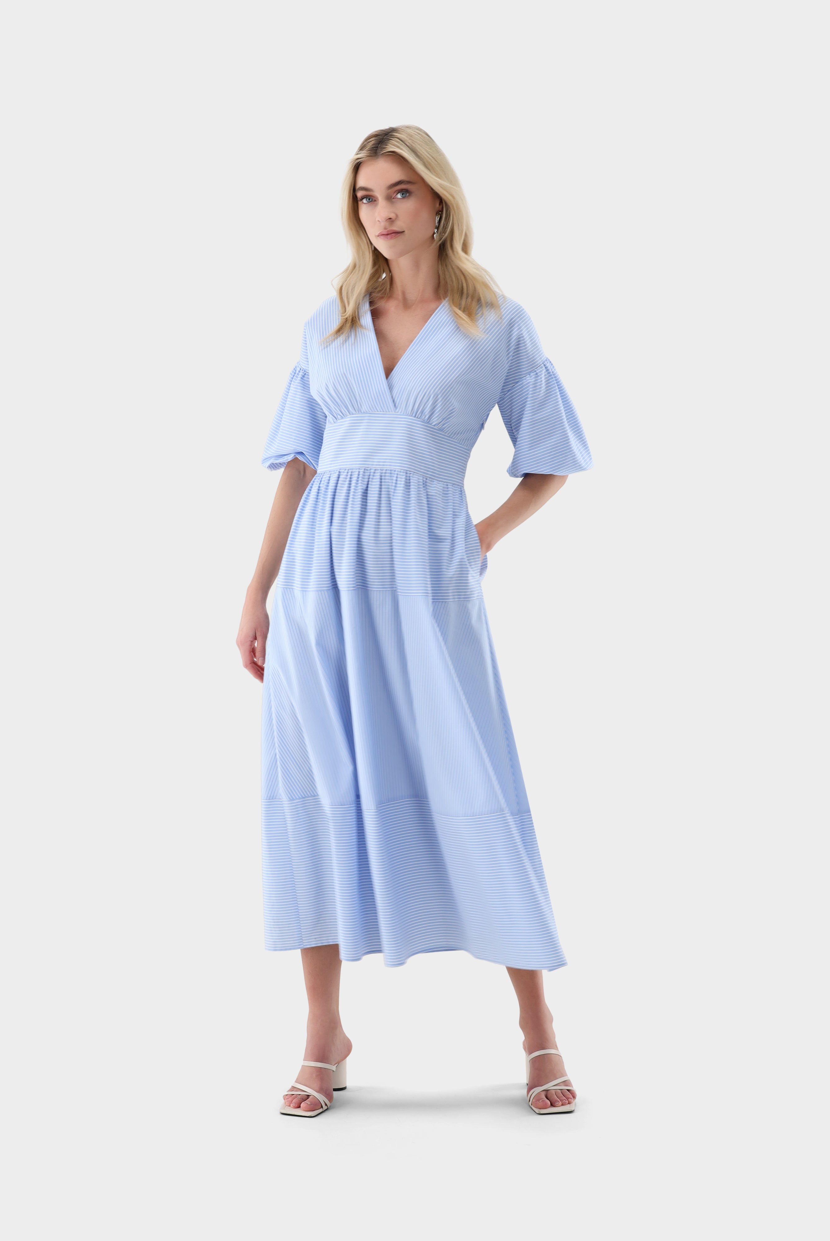 Midikleid | gestreift aus Baumwolle