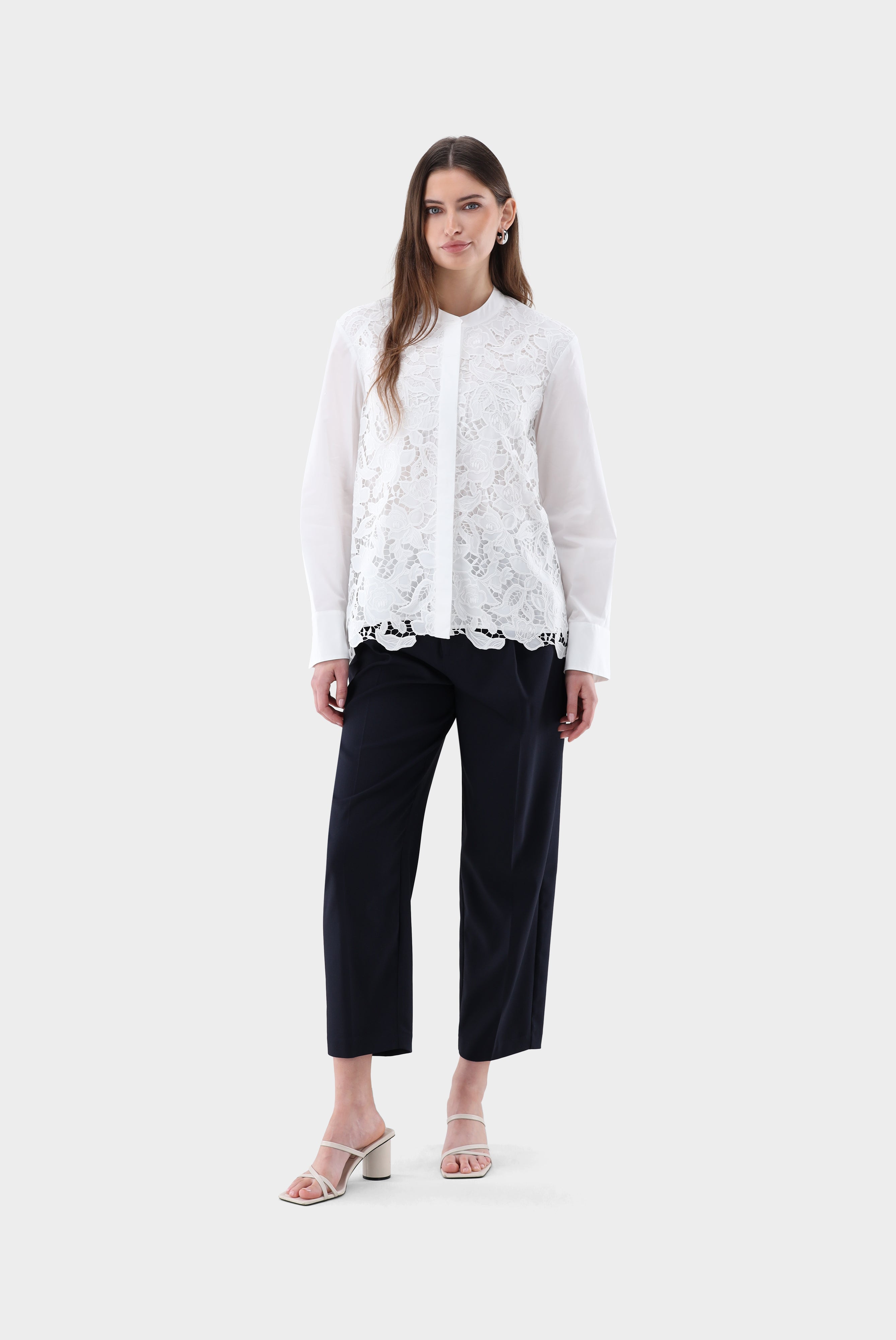 Stehkragenbluse | mit Spitze an der Vorderseite-Hemden & Blusen-Van Laack-OUTLET-ARCHIVIST-ARCHIVE-SALE