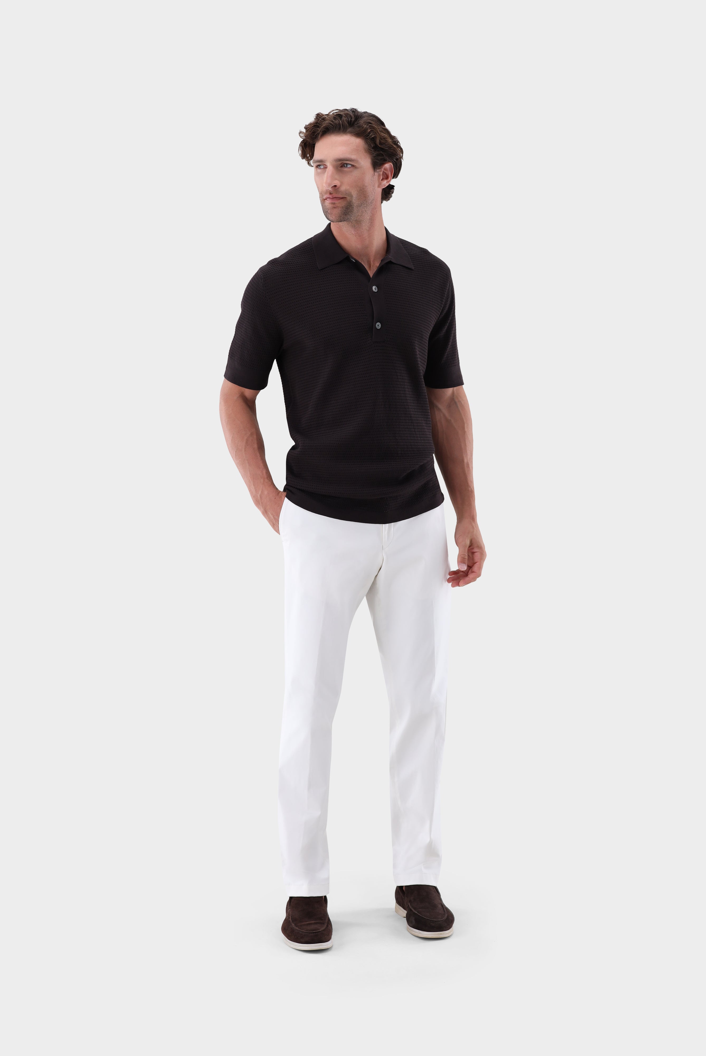 Strick Polo | mit Retro Struktur