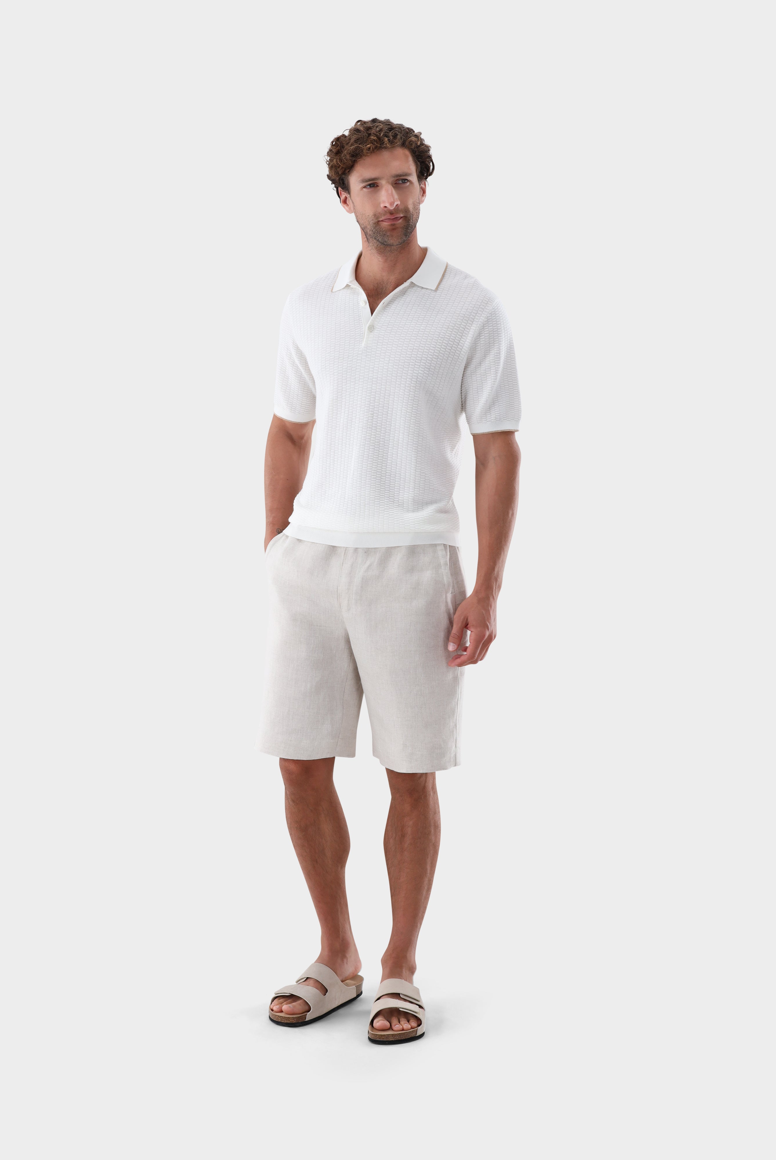 Strick Poloshirt | mt Kaschmir und Jacquard Struktur